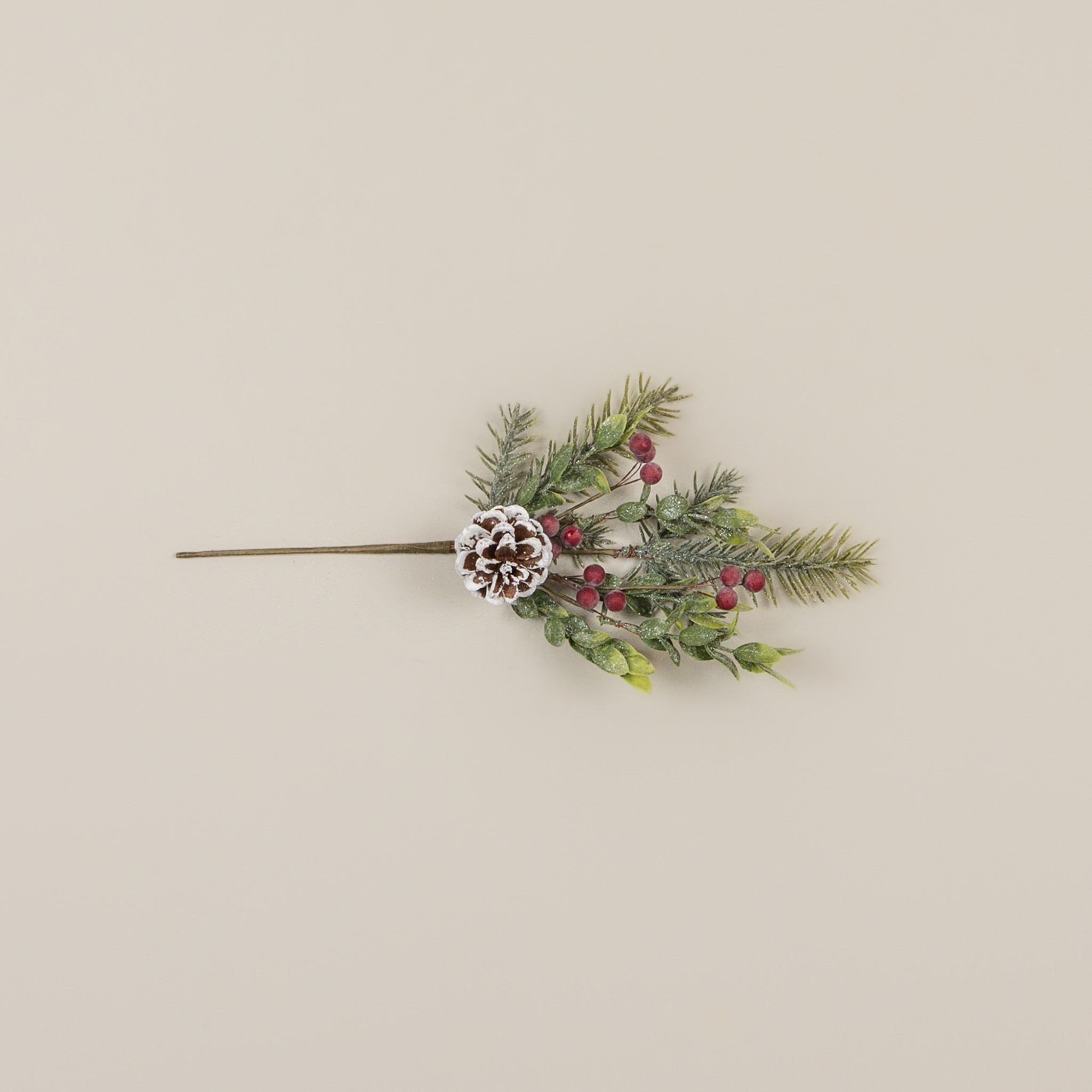 Glittered Pine with Red Berries & Pinecone Spray, 15", photo 3 of 3