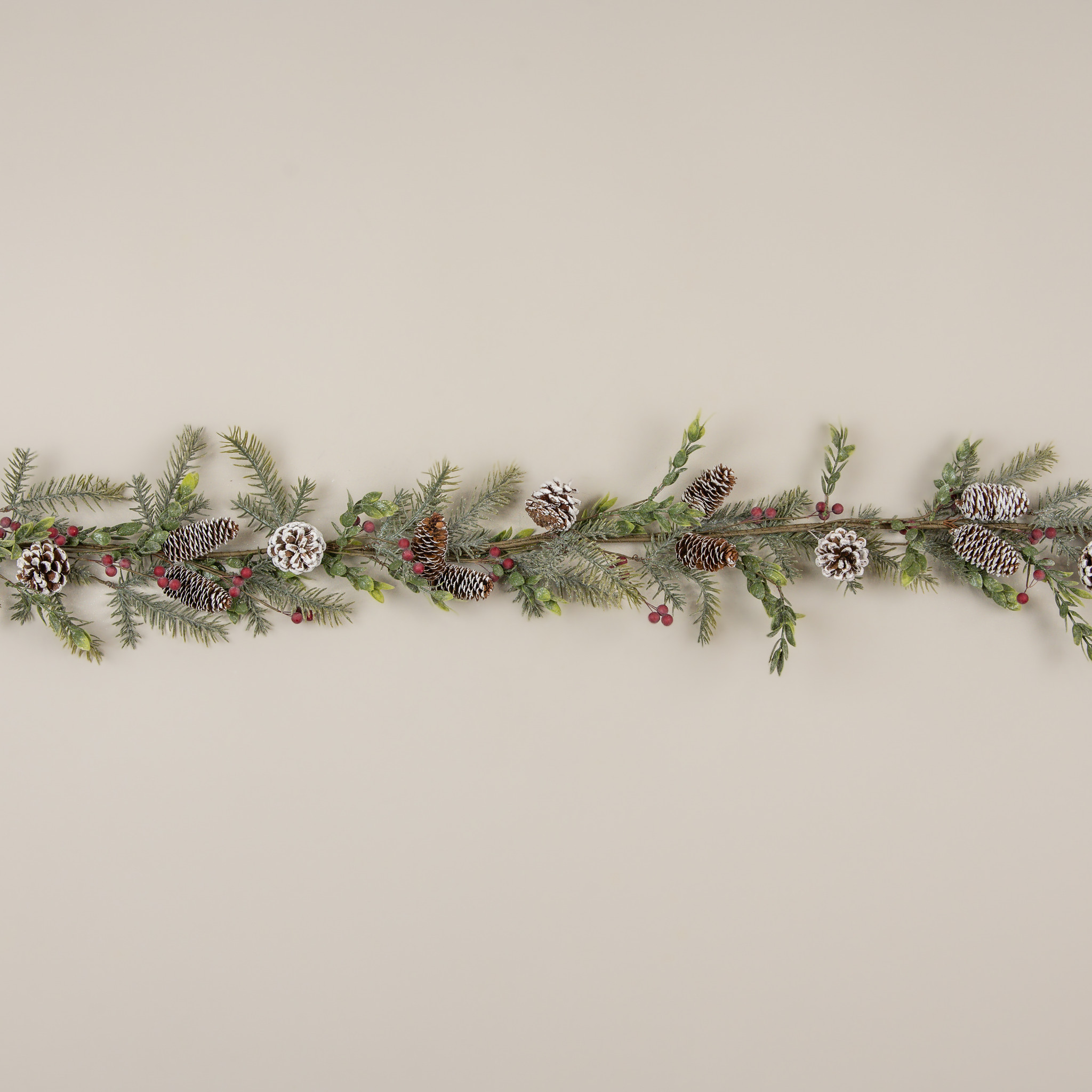 Glittered Pine with Red Berries & Pinecone Garland, 5 ft, photo 2 of 3