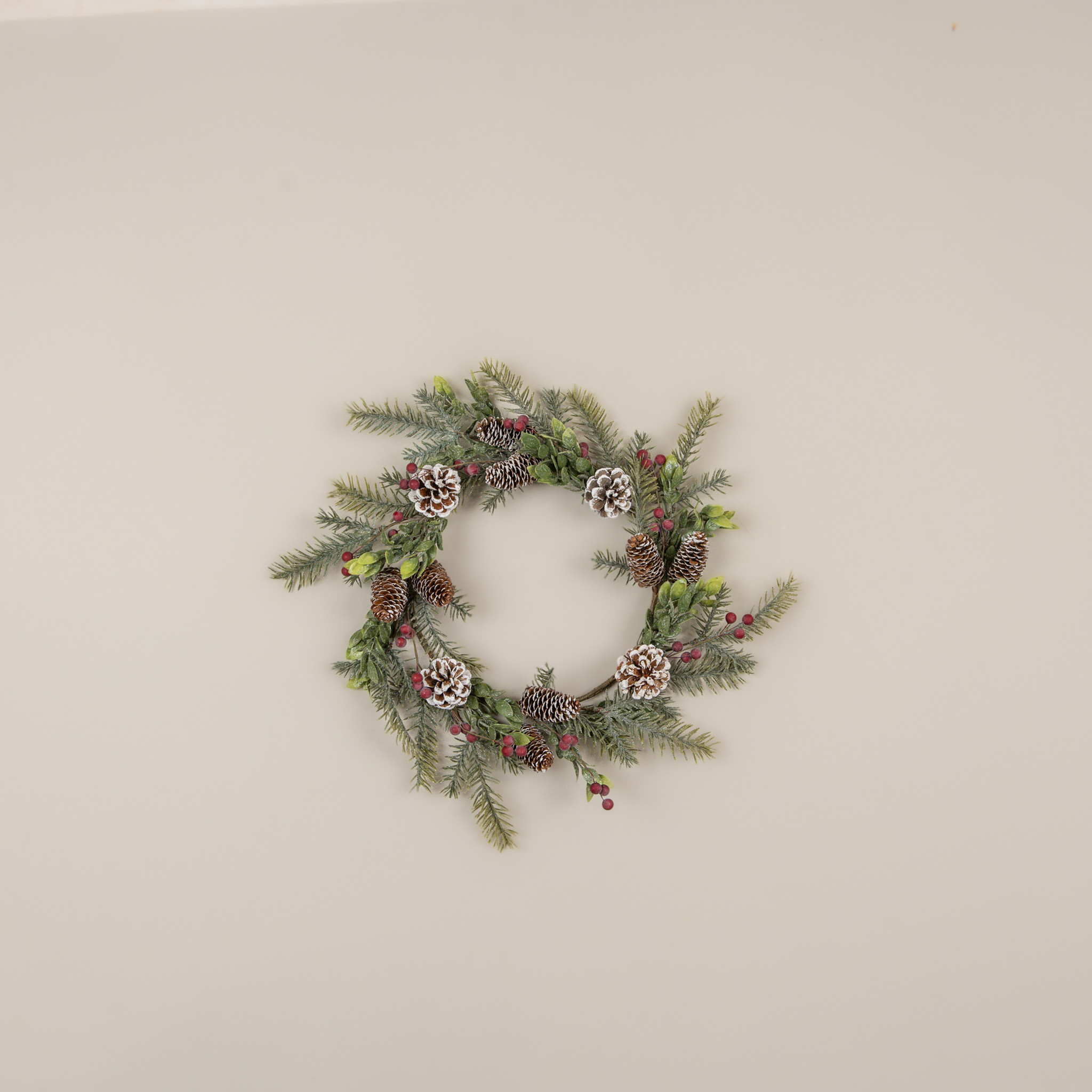 Glittered Pine with Red Berries & Pinecone Wreath, 19", photo 2 of 3