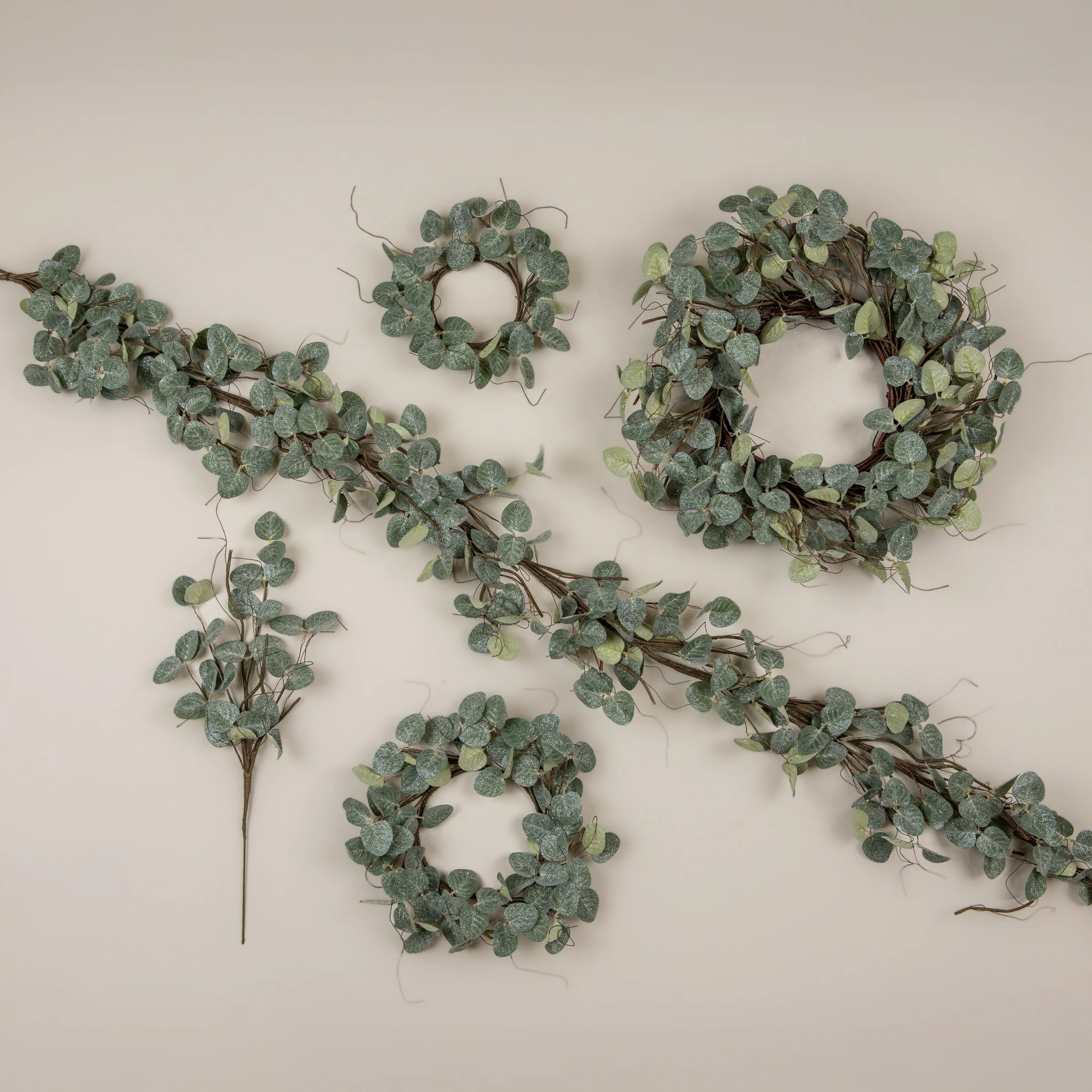 Glittered Eucalyptus & Twig Wreath, 20", photo 4 of 4