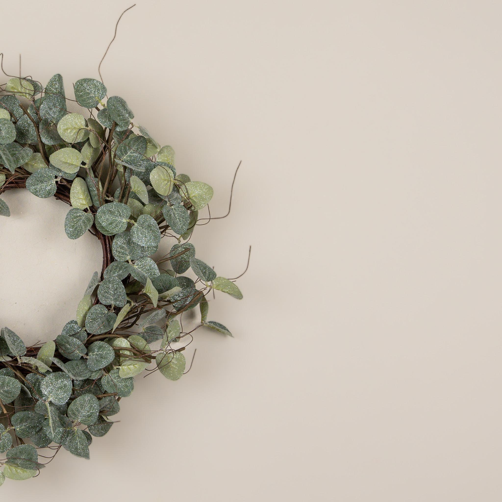 Glittered Eucalyptus & Twig Wreath, 20", photo 3 of 4