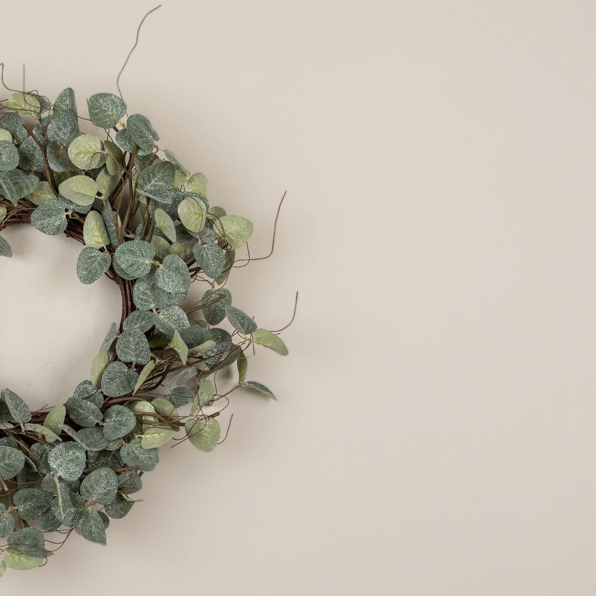 Glittered Eucalyptus & Twig Wreath, 20", photo 3 of 4