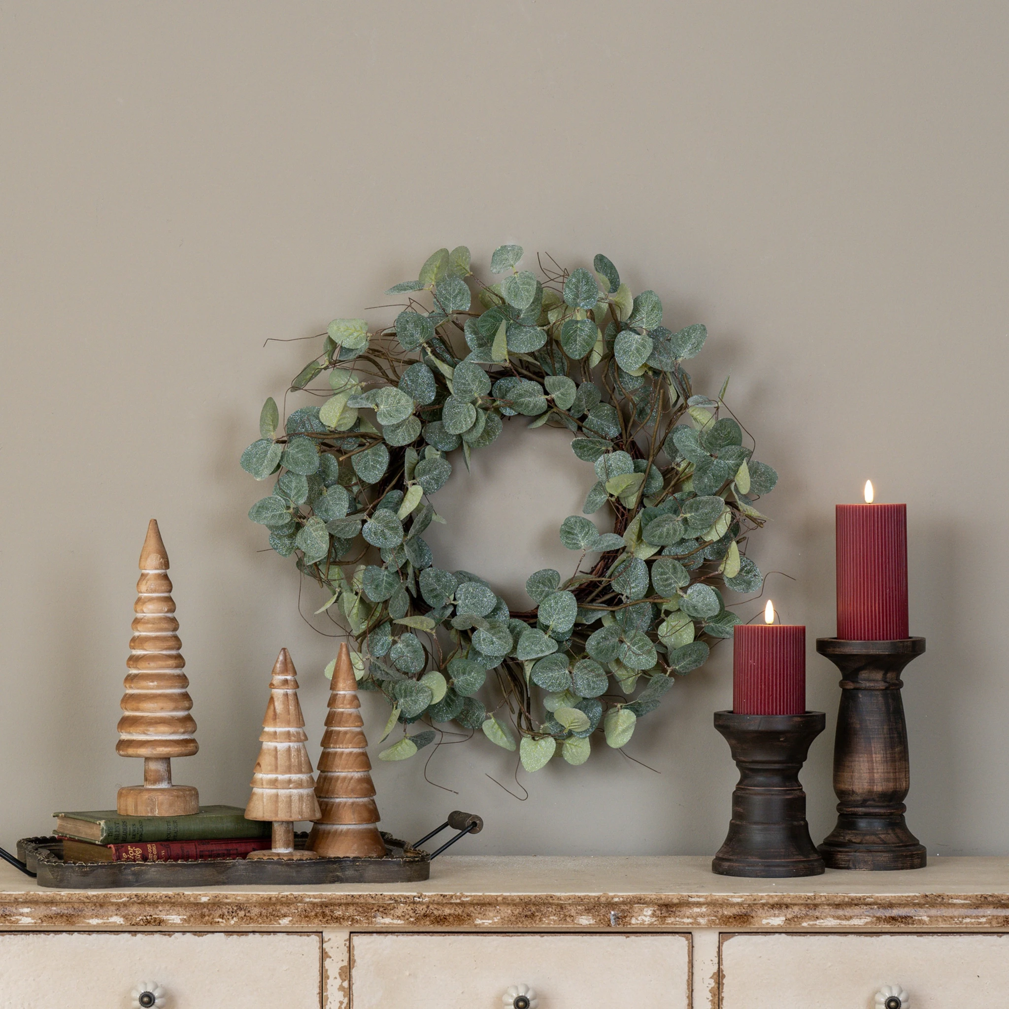 Glittered Eucalyptus & Twig Wreath, 20"