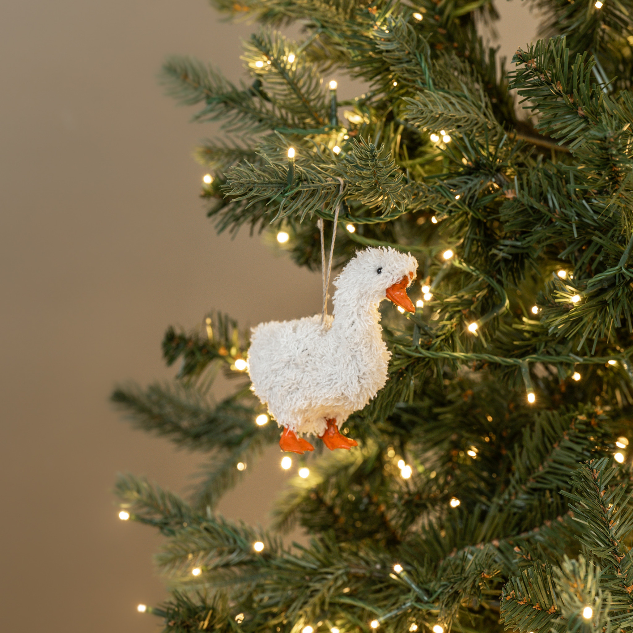 Standing Fluffy Goose Ornament, 5"