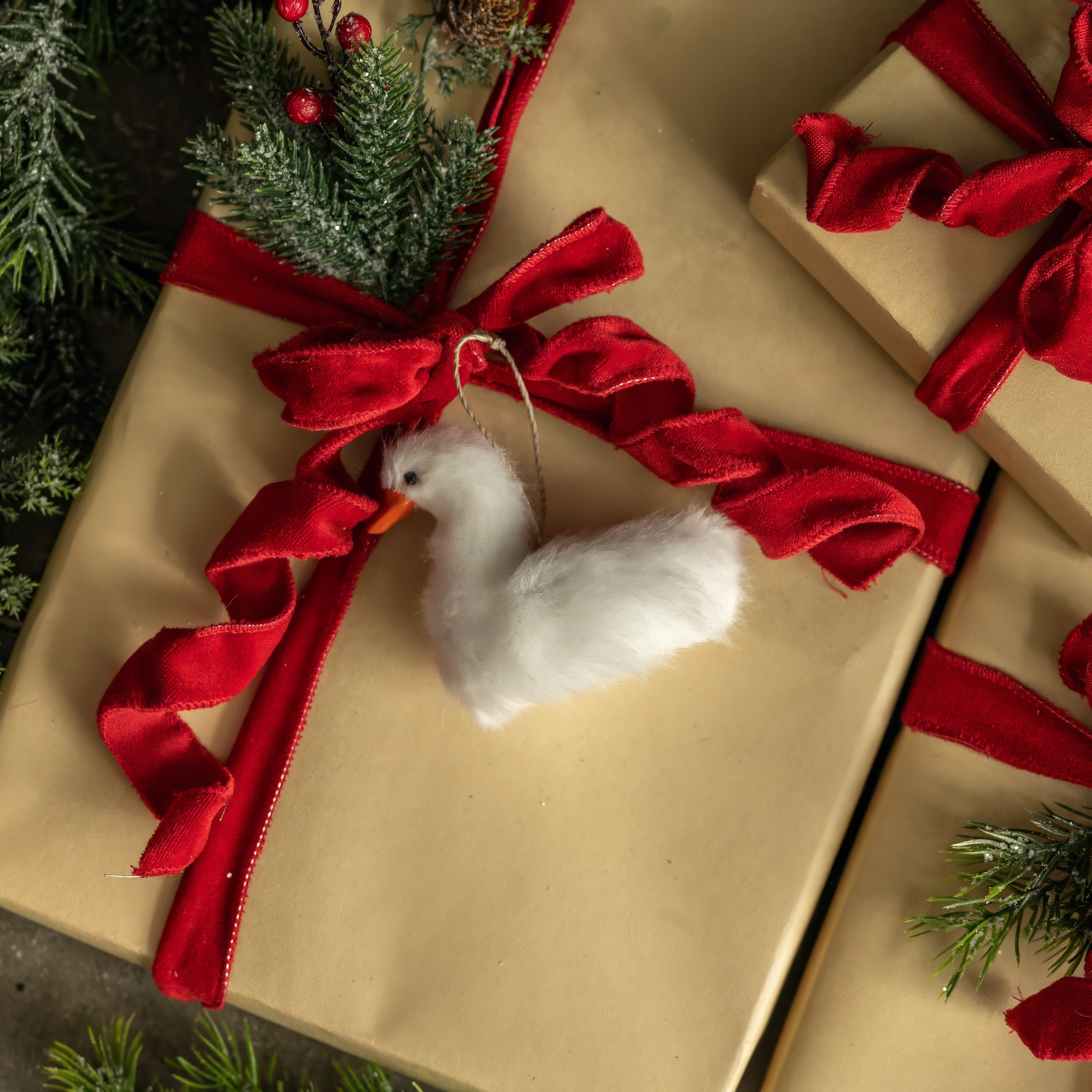 Sitting Fluffy Goose Ornament, 3.5", photo 3 of 3