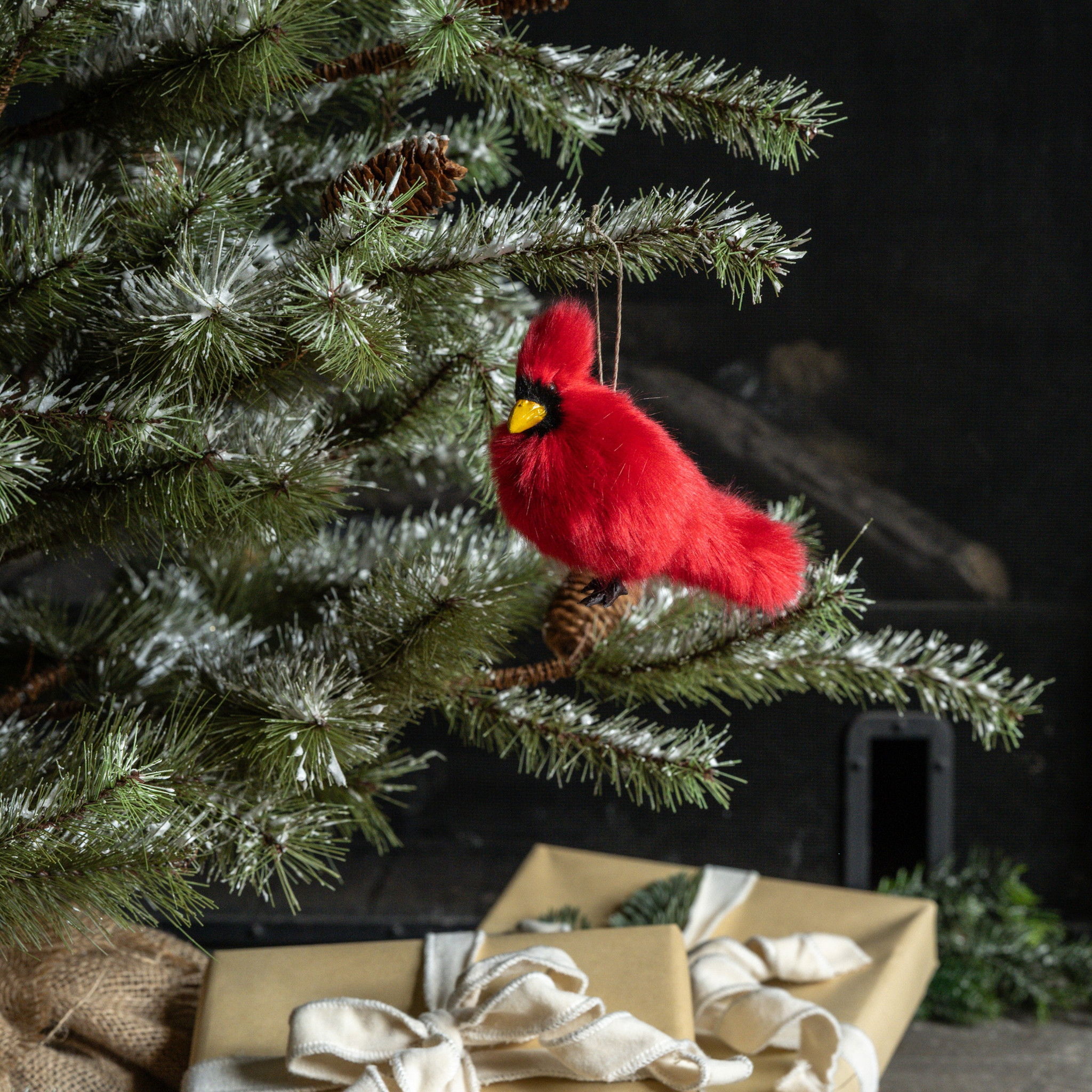 Fluffy Cardinal Ornament, 4.5"