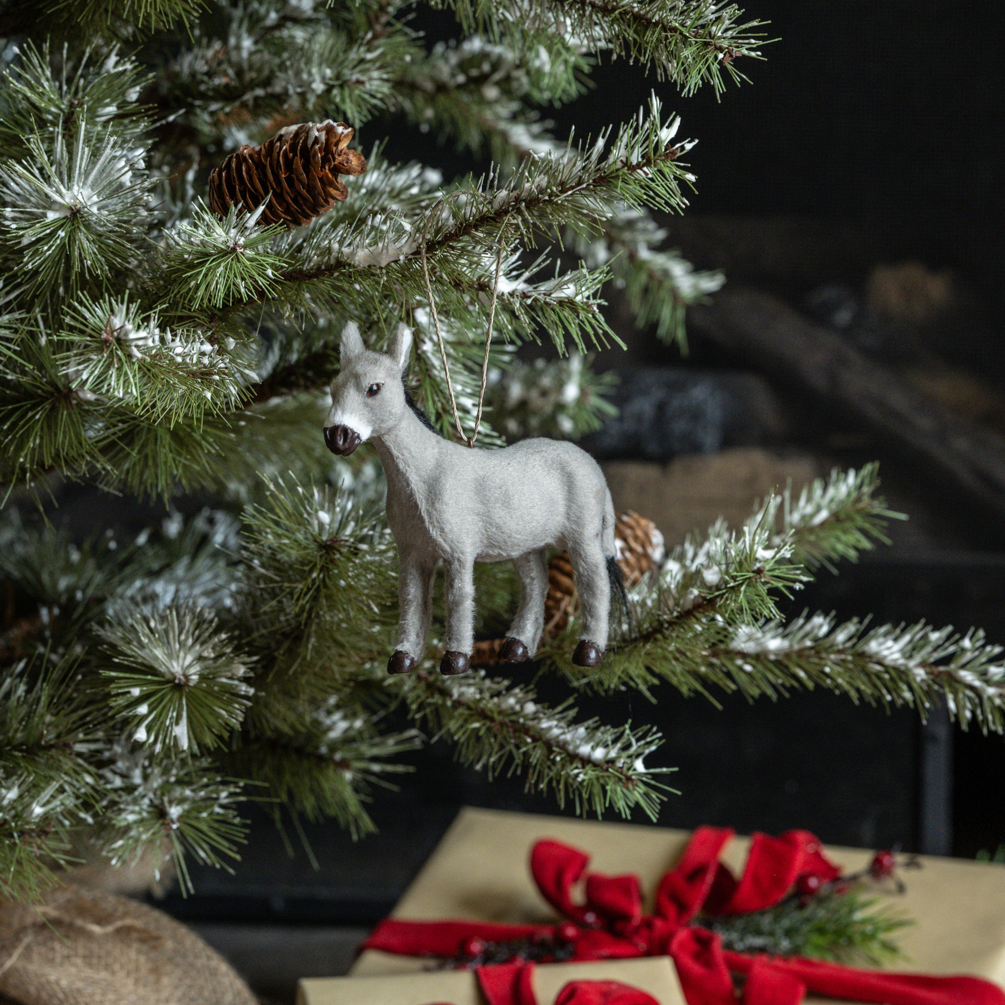 Grey Donkey Ornament, 4.75"
