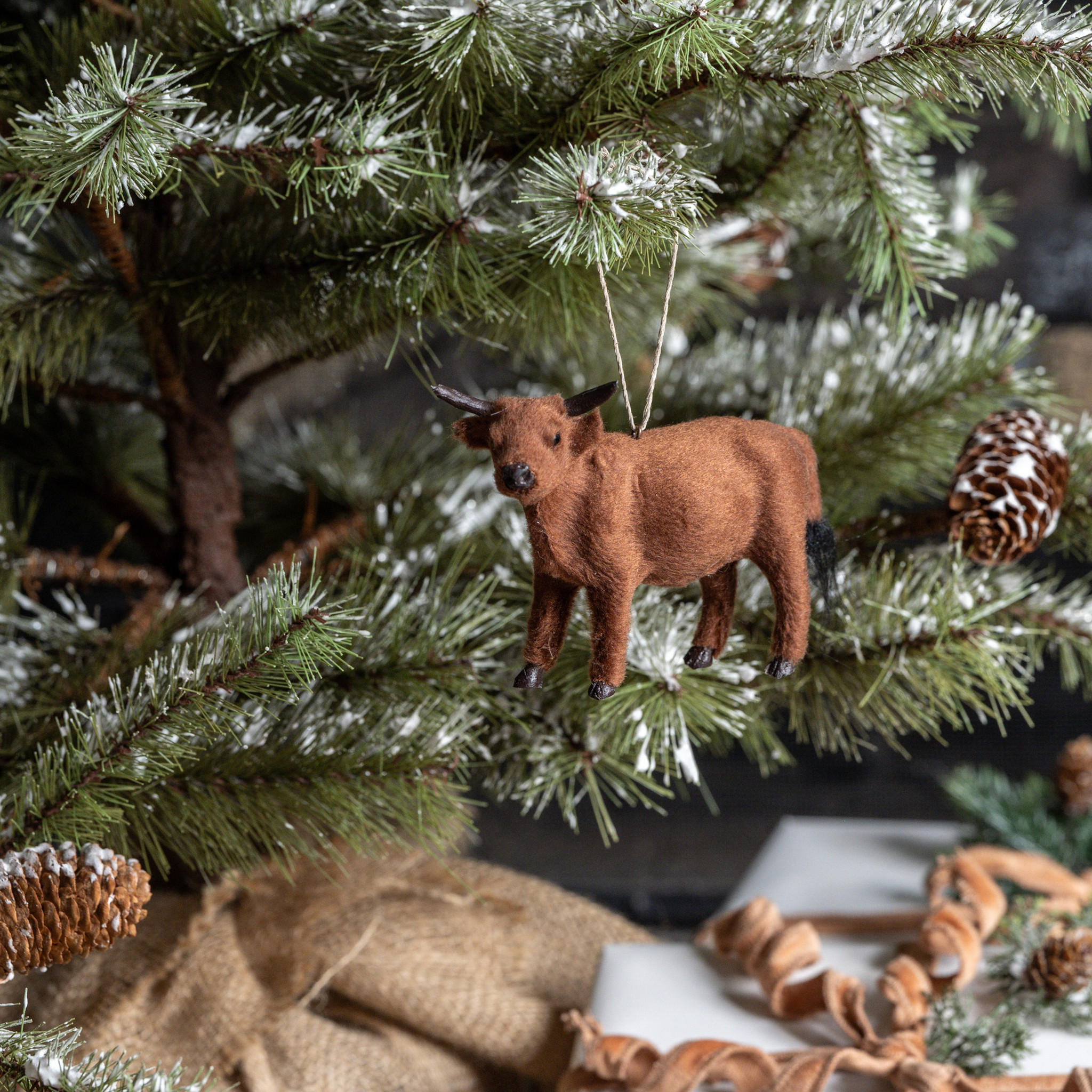 Standing Brown Ox Ornament, 3.75"