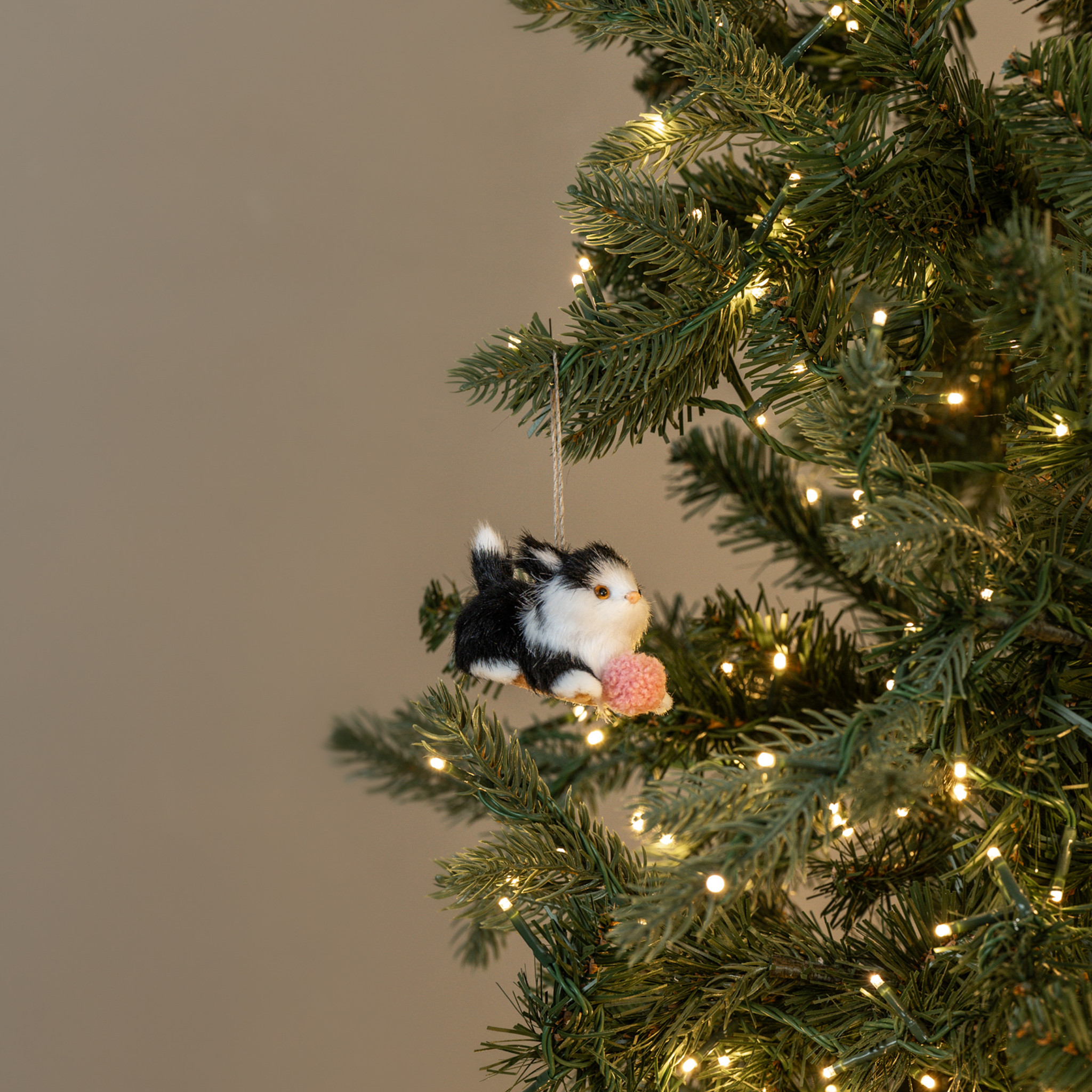 Playful Black & White Kitten Ornament