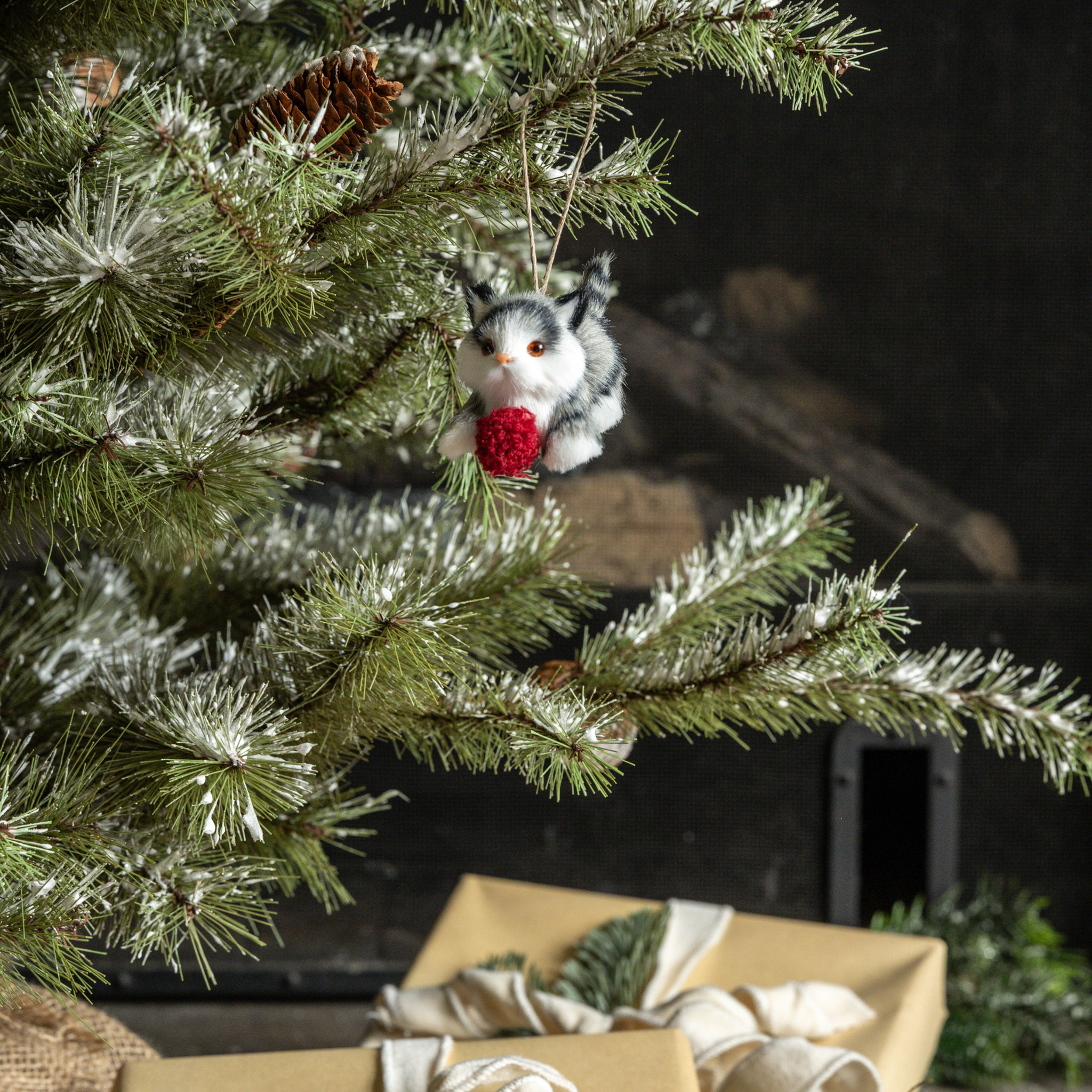 Playful Grey & White Kitten Ornament