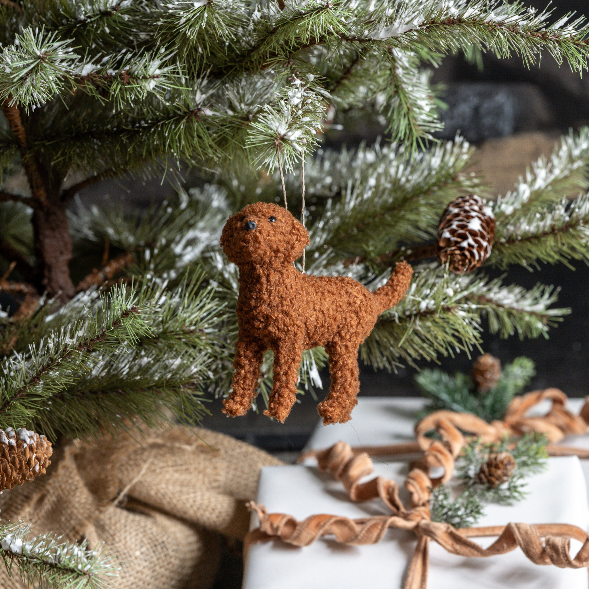 Brown Labradoodle Ornament, 4.75"