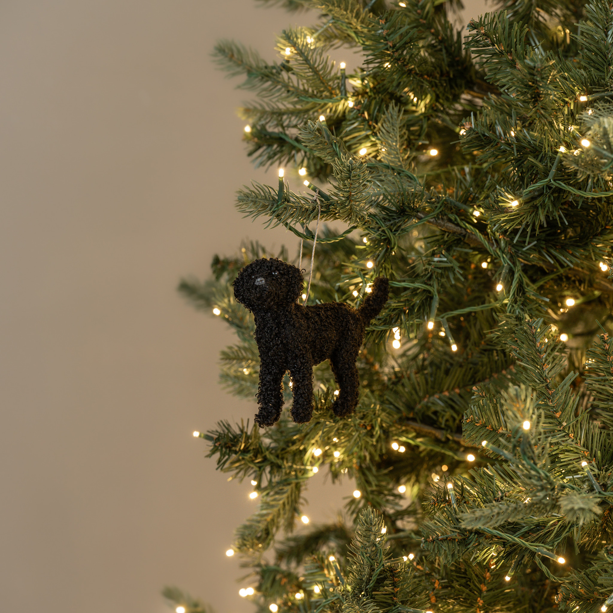 Black Labradoodle Ornament, 4.75"