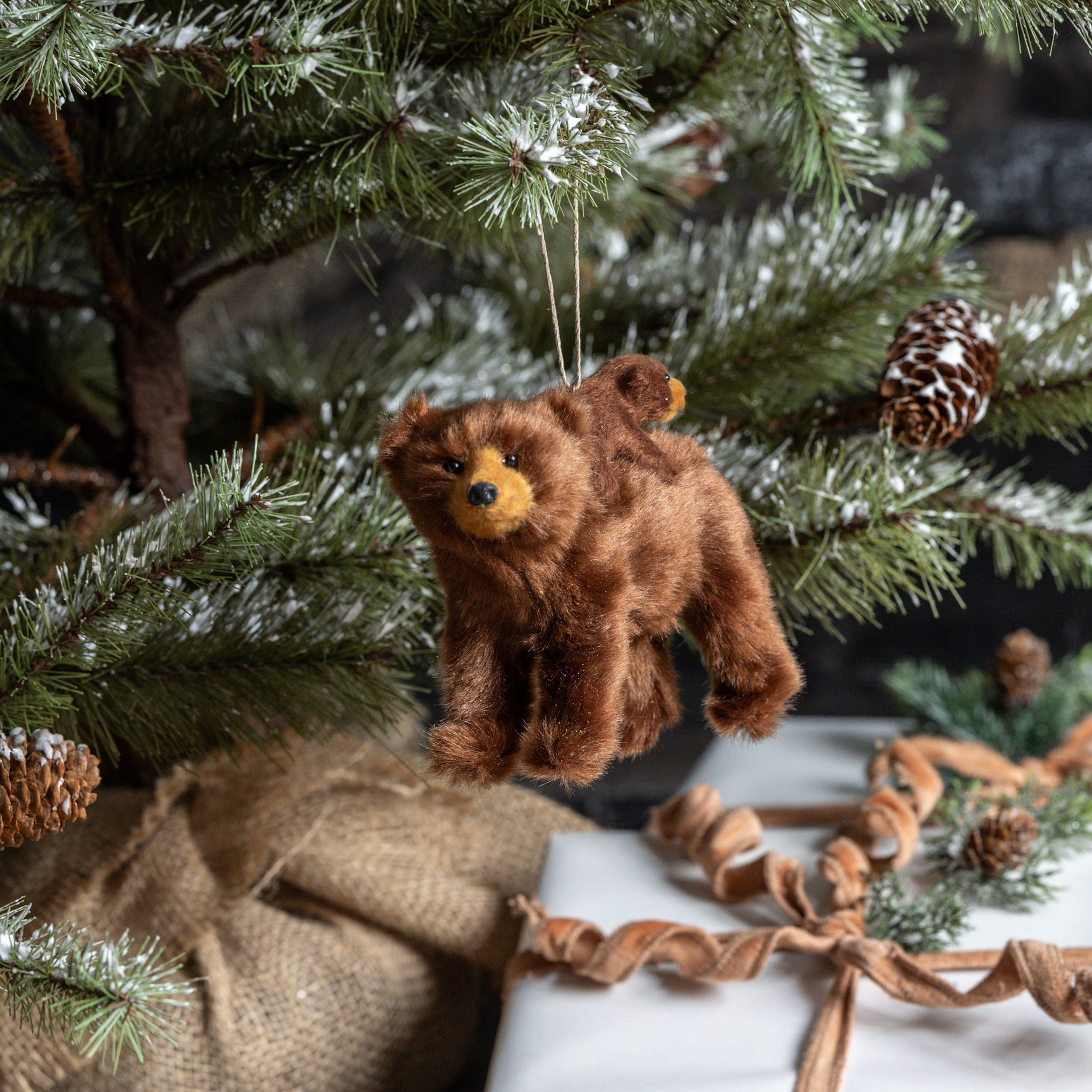 Standing Mama & Bear Cub Ornament