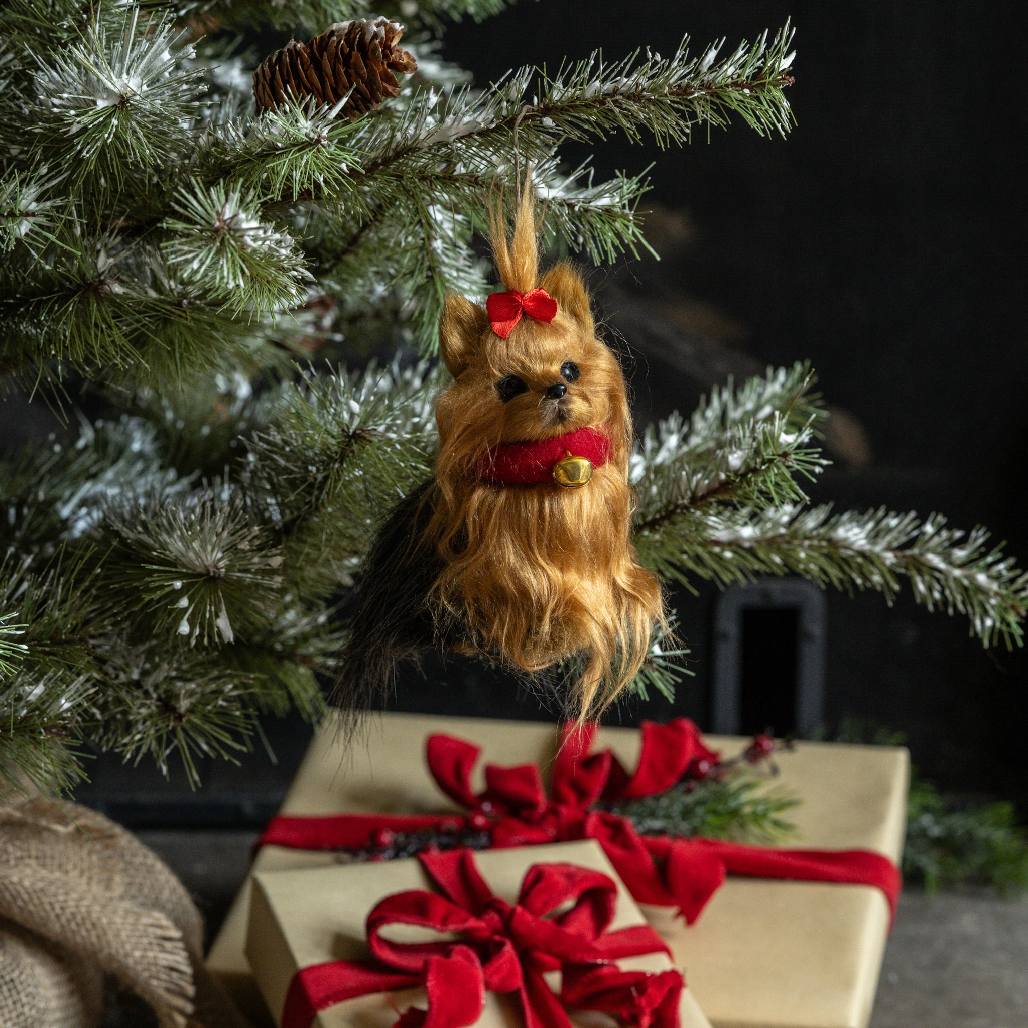 Sitting Yorkie Ornament, 4.75"