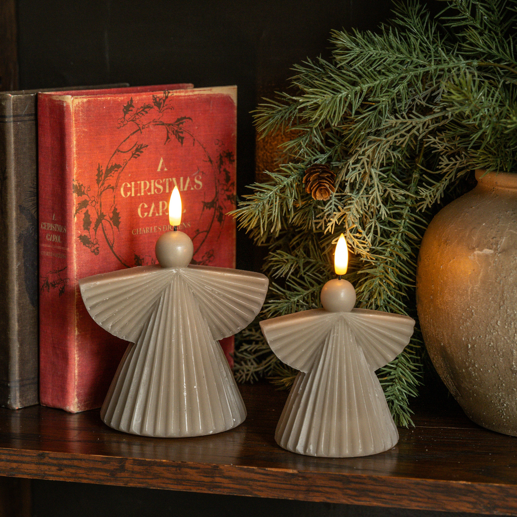 Flameless Taupe Angel Candle, 4.25", photo 3 of 4