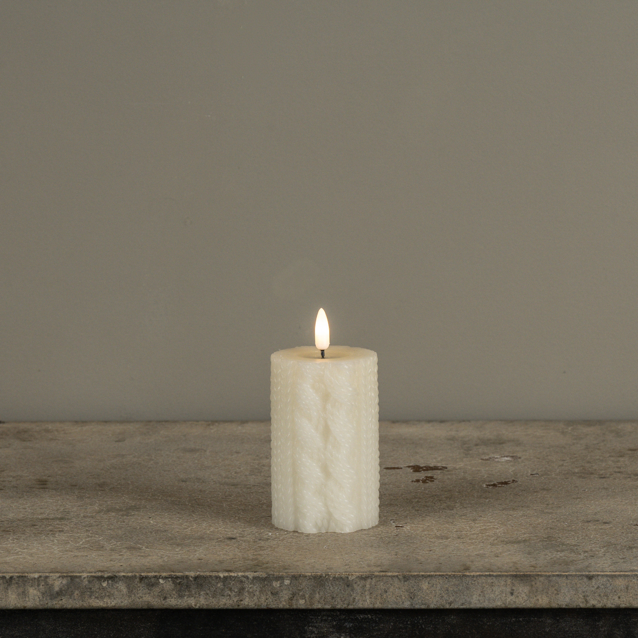 Flameless Cream Sweater Candle, 4", photo 2 of 4
