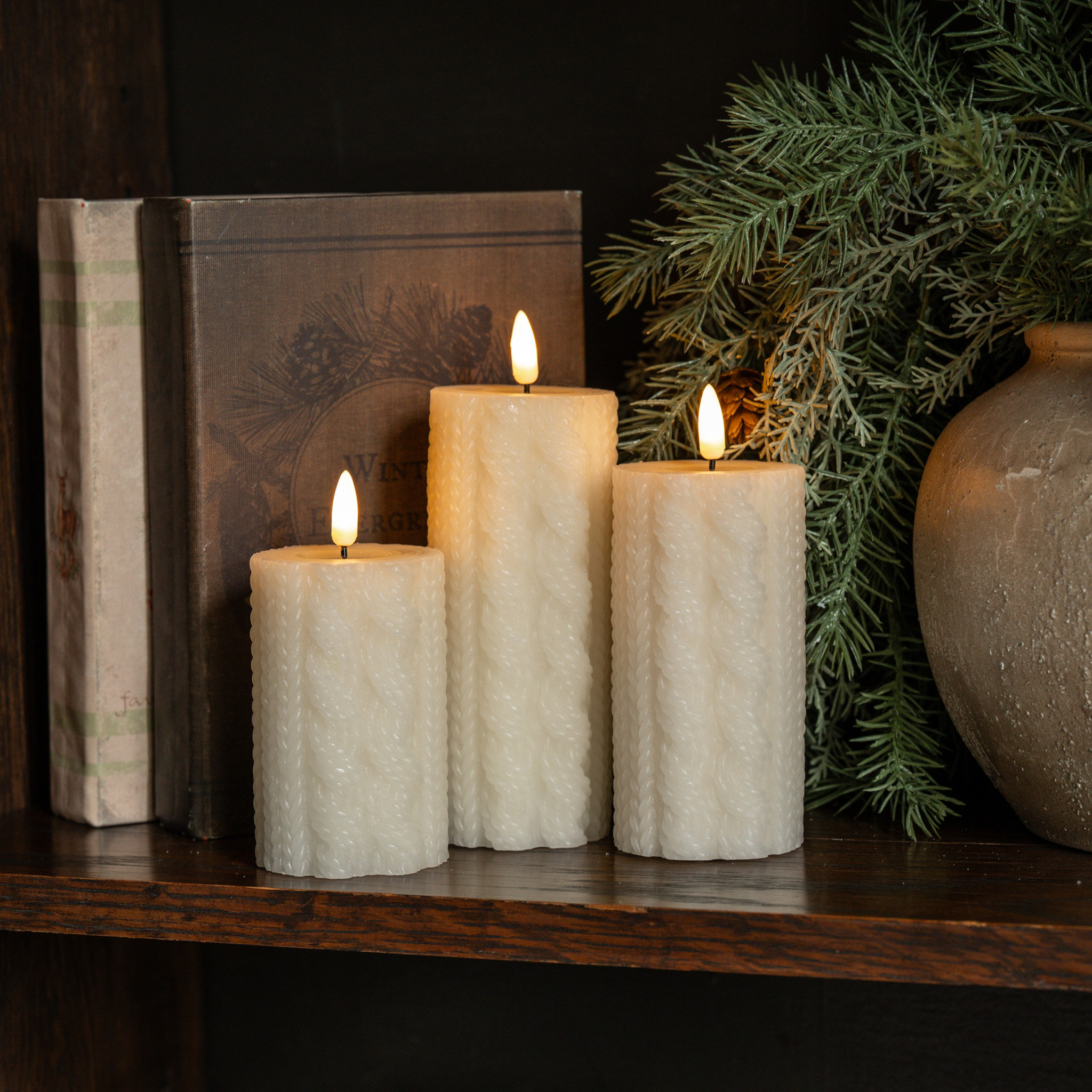 Flameless Cream Sweater Candle, 4", photo 3 of 4