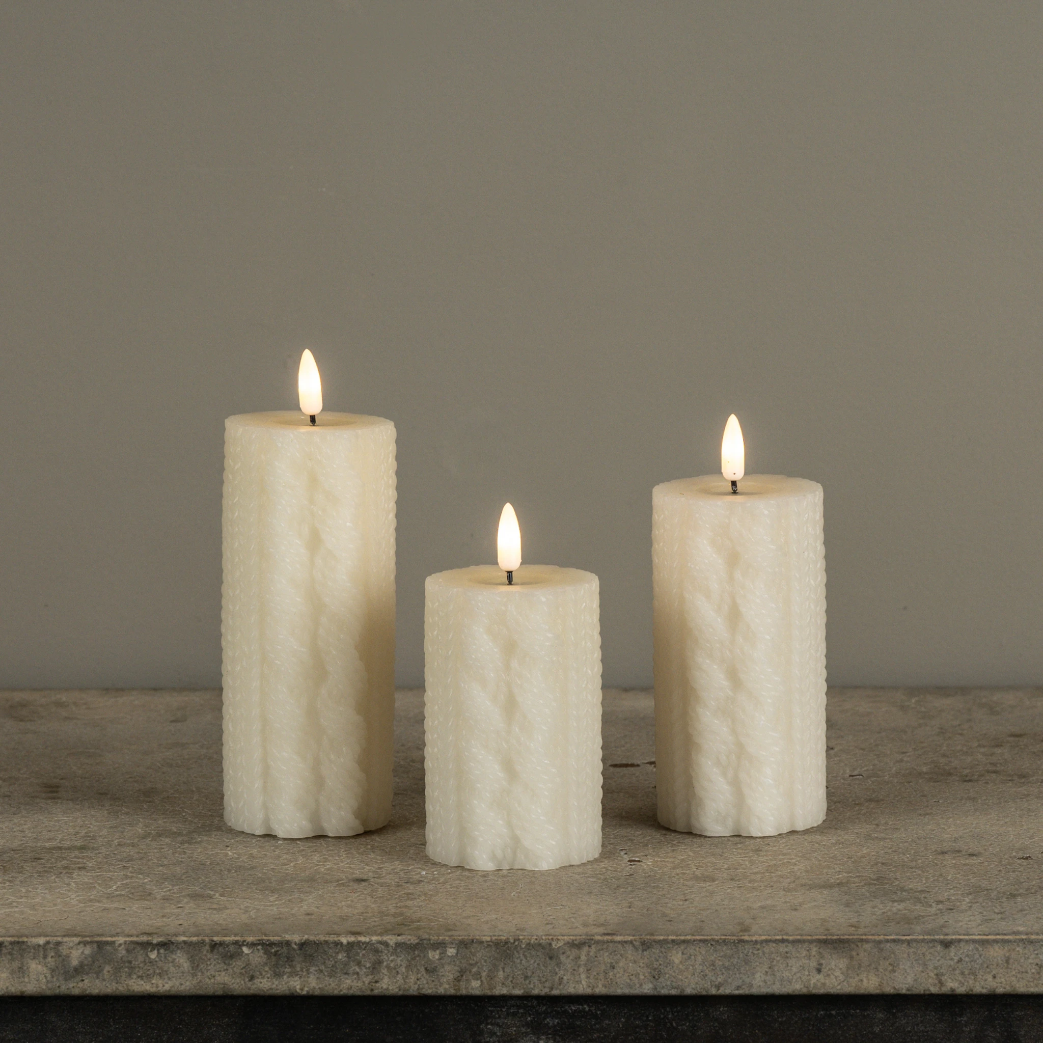 Flameless Cream Sweater Candle, 6", photo 4 of 4