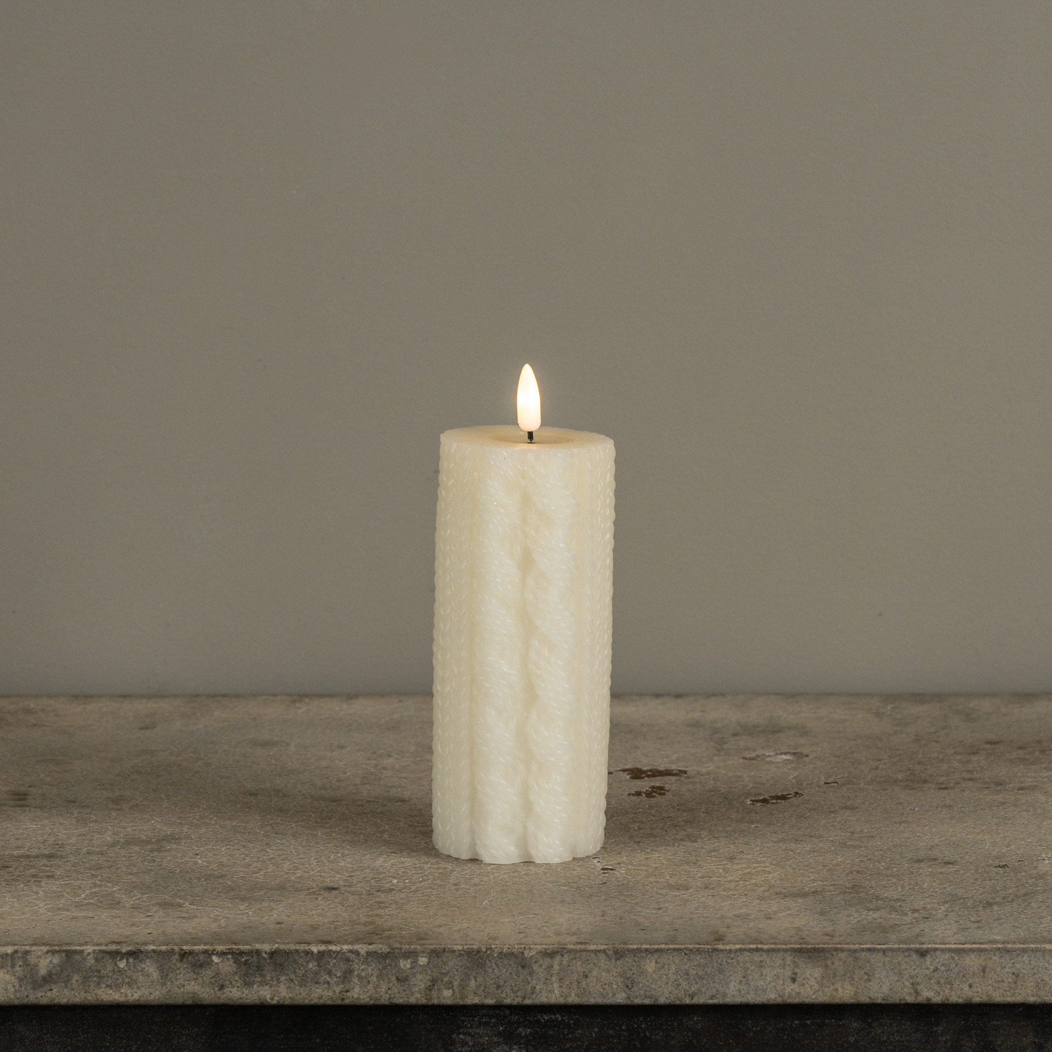 Flameless Cream Sweater Candle, 6", photo 2 of 4