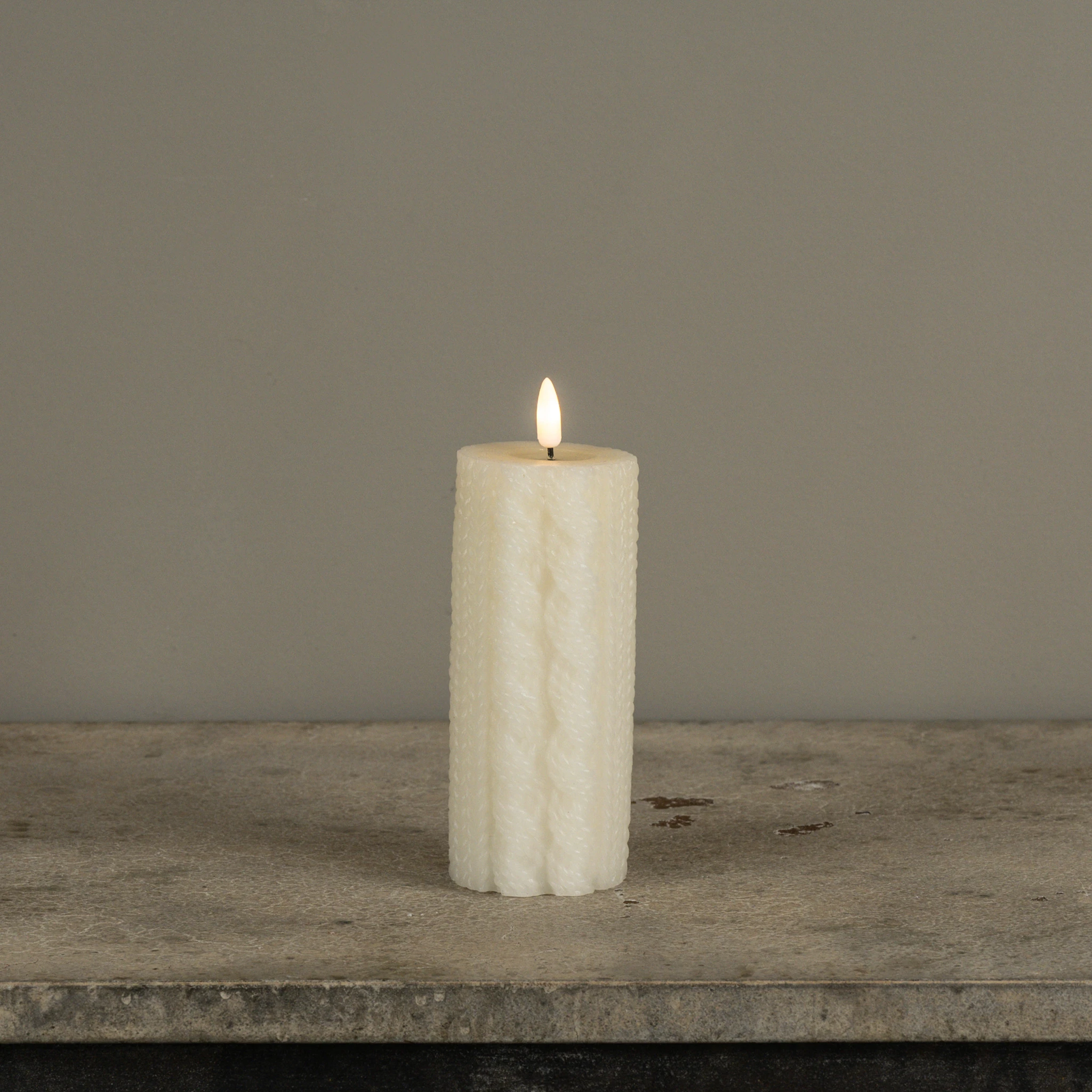 Flameless Cream Sweater Candle, 6", photo 2 of 4