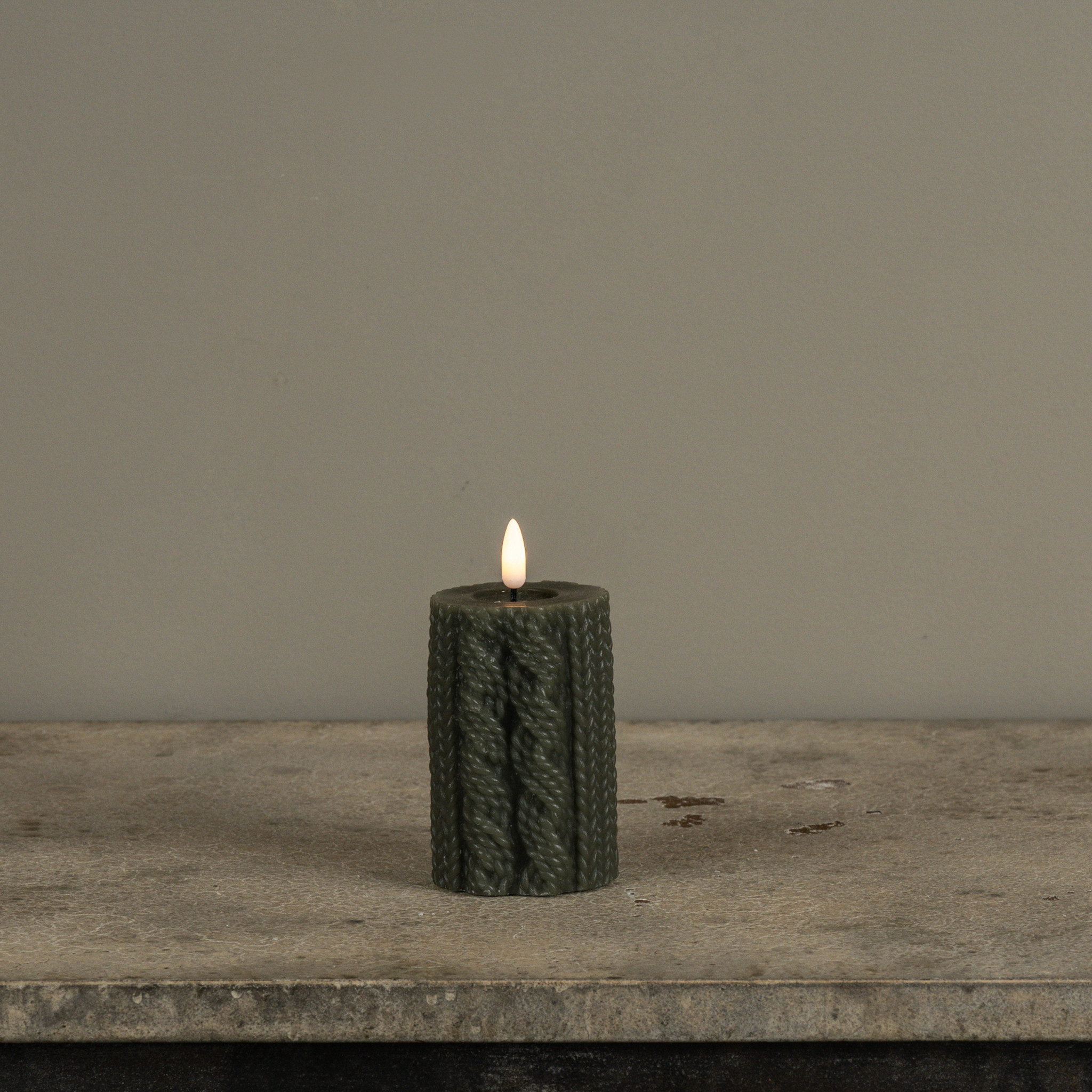 Flameless Dark Green Sweater Candle, 4", photo 2 of 4