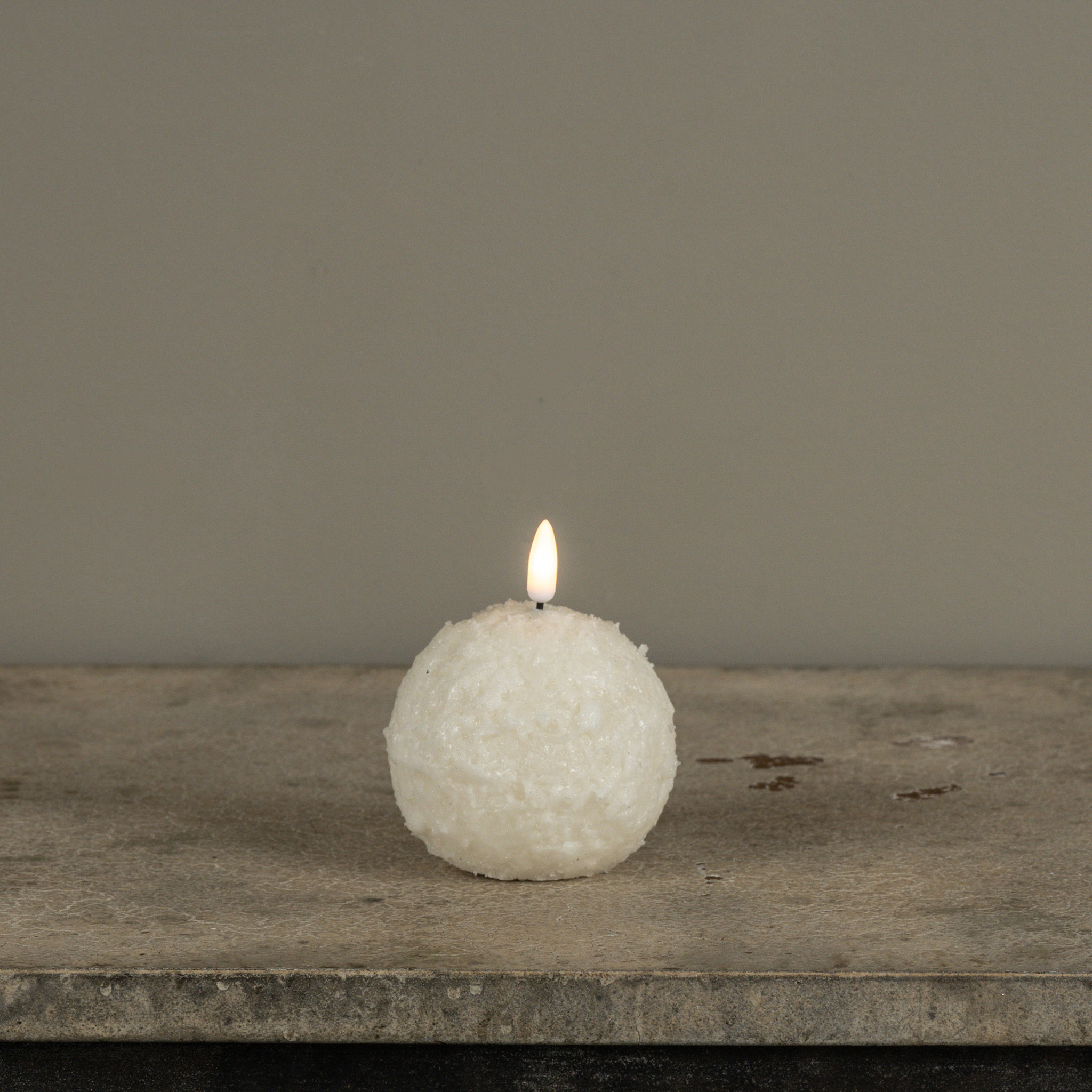Flameless Cream Shimmer Snowball Candle, 3", photo 5 of 6