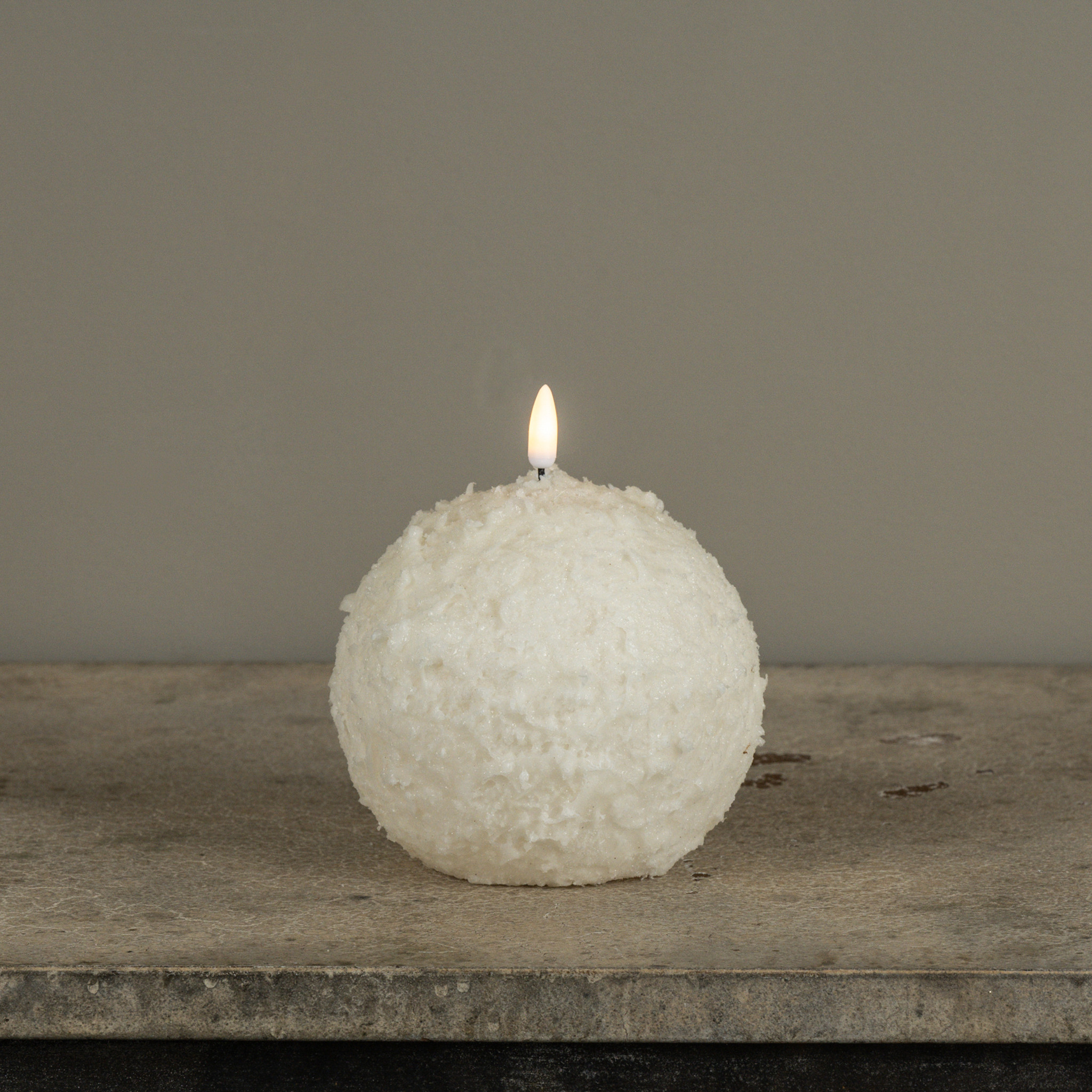 Flameless Cream Shimmer Snowball Candle, 4.5", photo 5 of 6