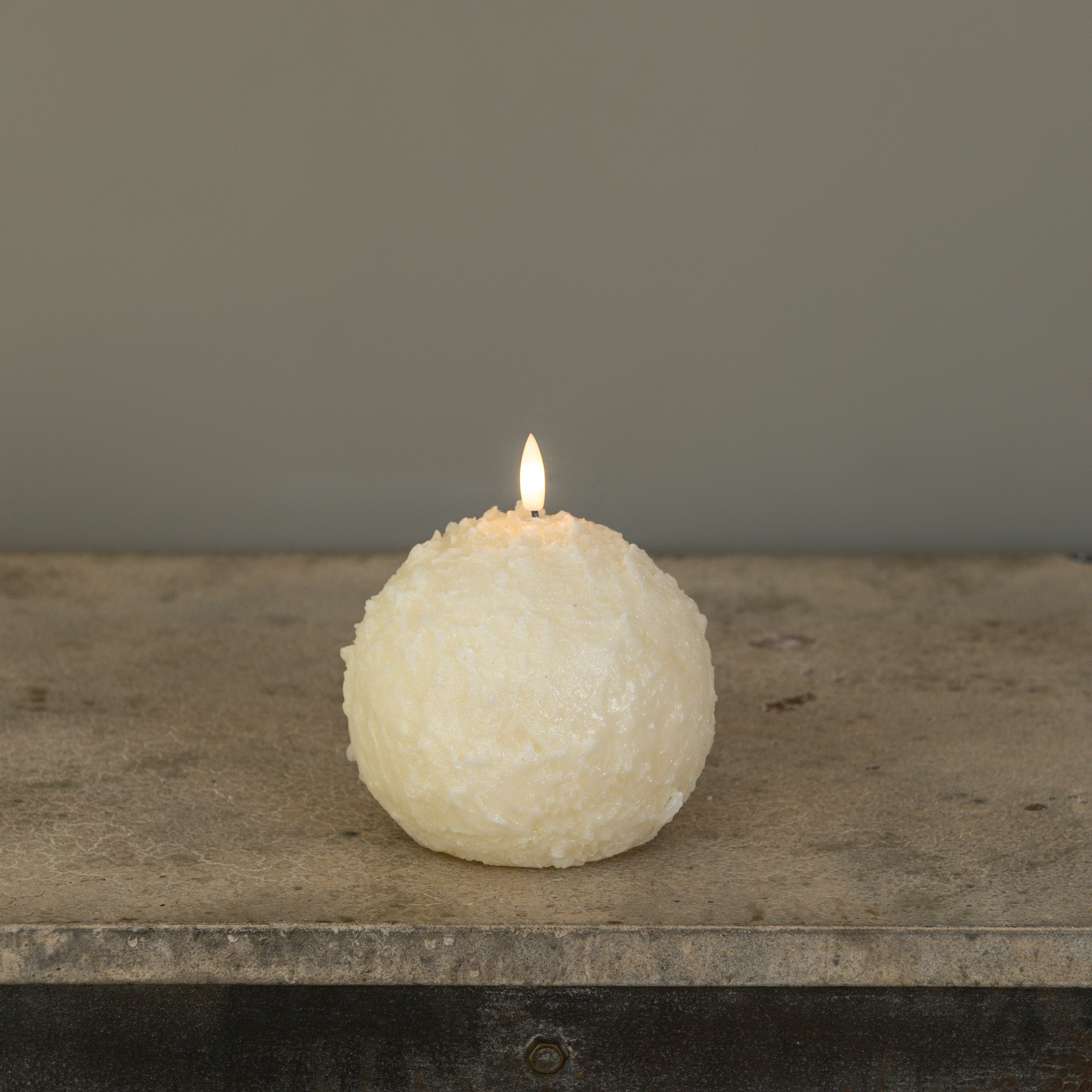Flameless Cream Shimmer Snowball Candle, 4.5", photo 3 of 6
