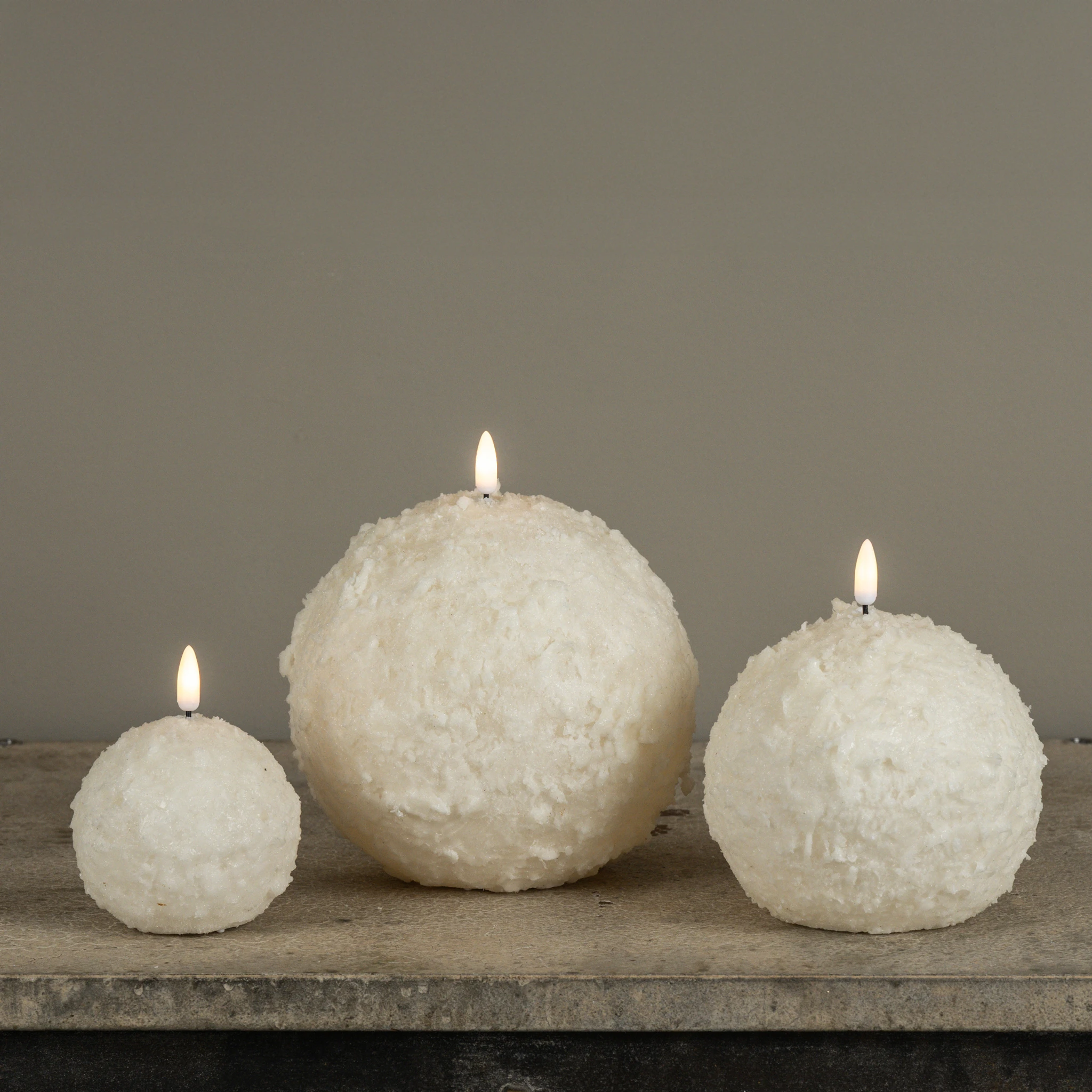 Flameless Cream Shimmer Snowball Candle, 6", photo 2 of 6
