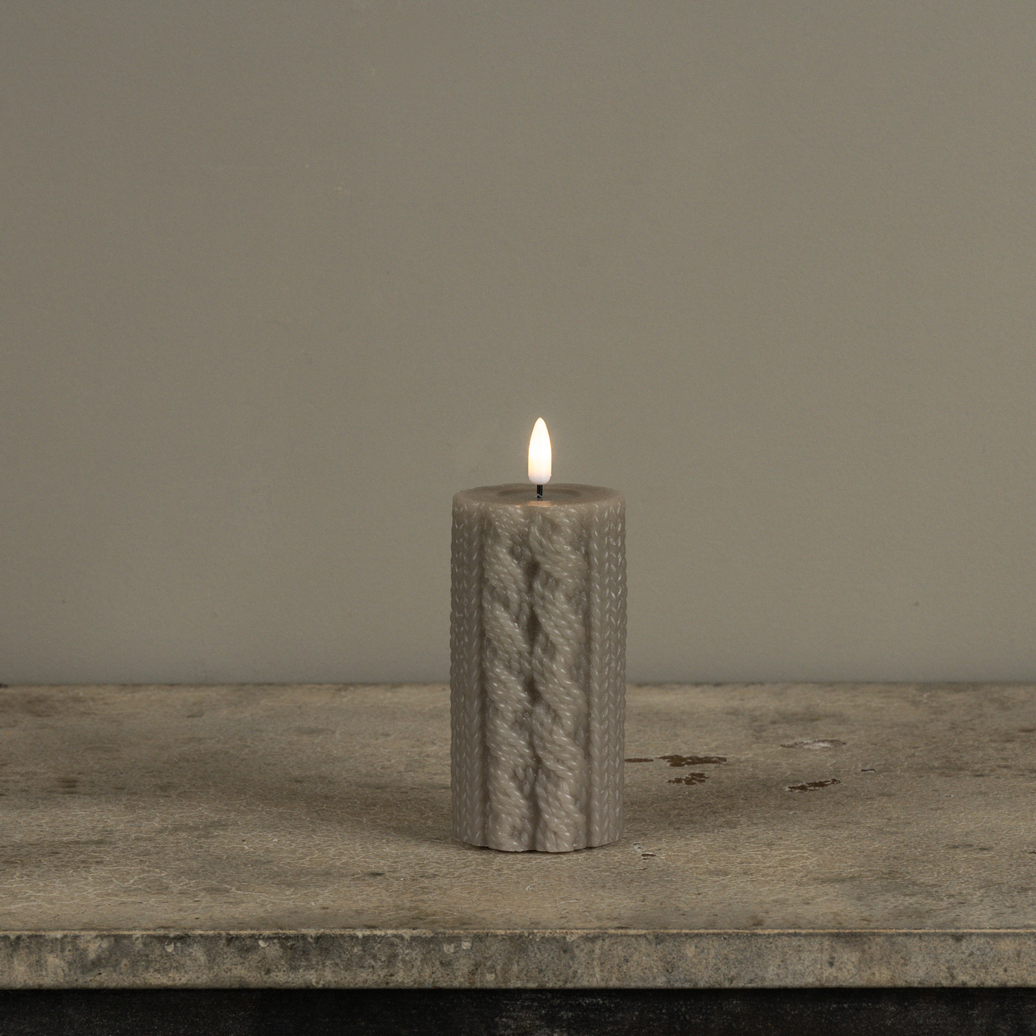 Flameless Taupe Sweater Candle, 5", photo 2 of 4