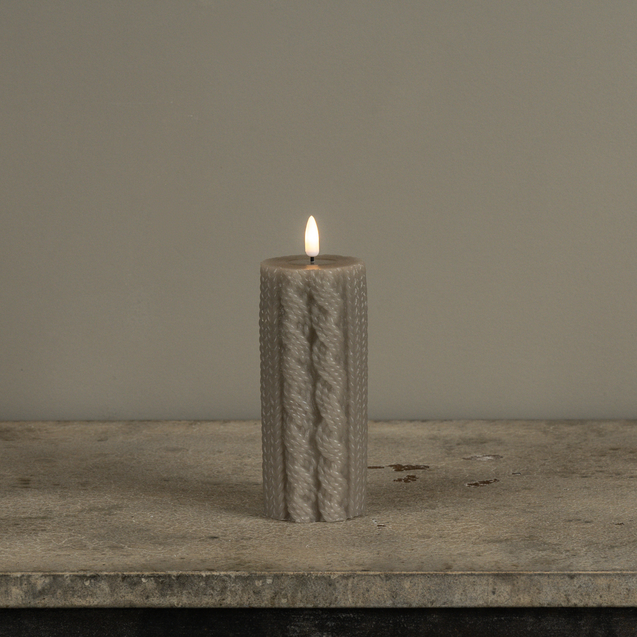 Flameless Taupe Sweater Candle, 6", photo 2 of 4