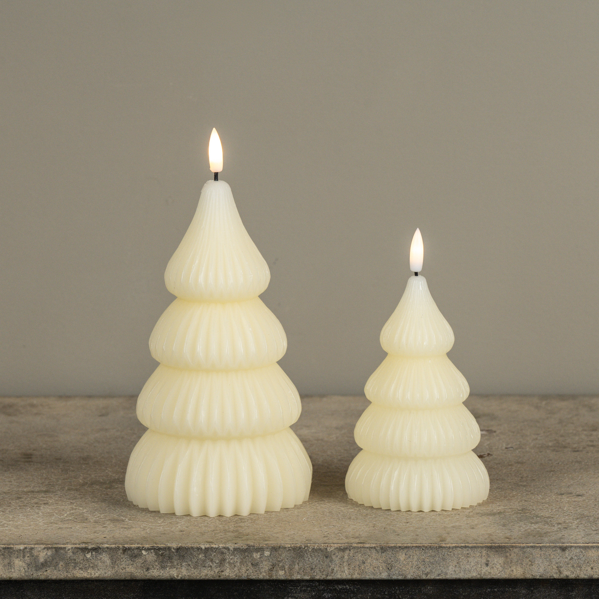 Flameless Noelle Cream Tree Candle, 5.25", photo 4 of 4