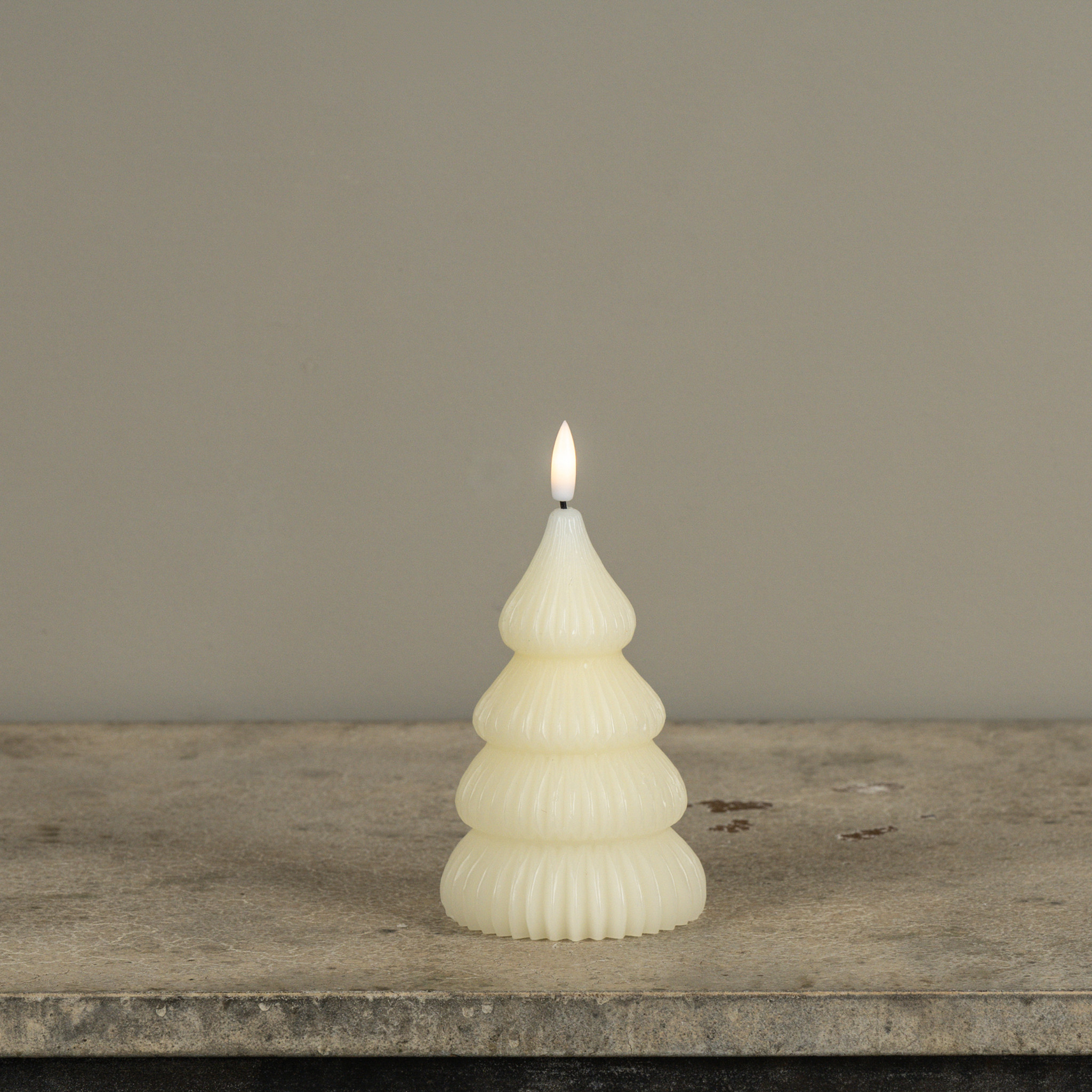 Flameless Noelle Cream Tree Candle, 5.25", photo 2 of 4