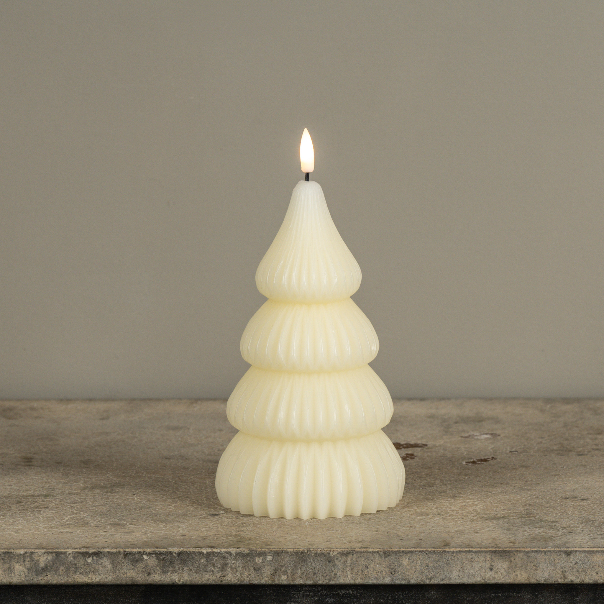 Flameless Noelle Cream Tree Candle, 7.25", photo 2 of 3