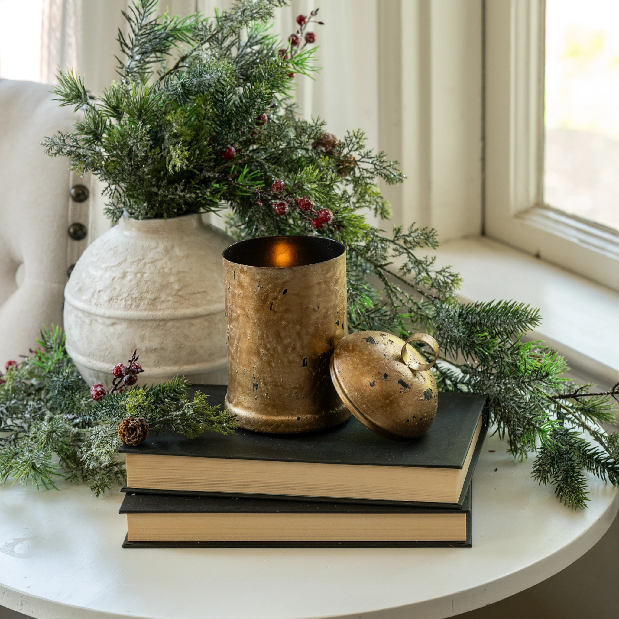 Flameless Gold Sleigh Bell Candle, 7"