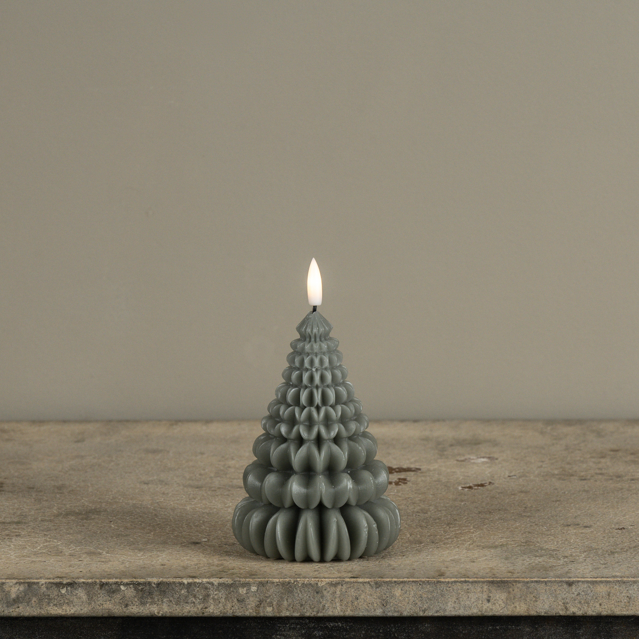 Flameless Green Ruffle Tree Candle, 5.5"