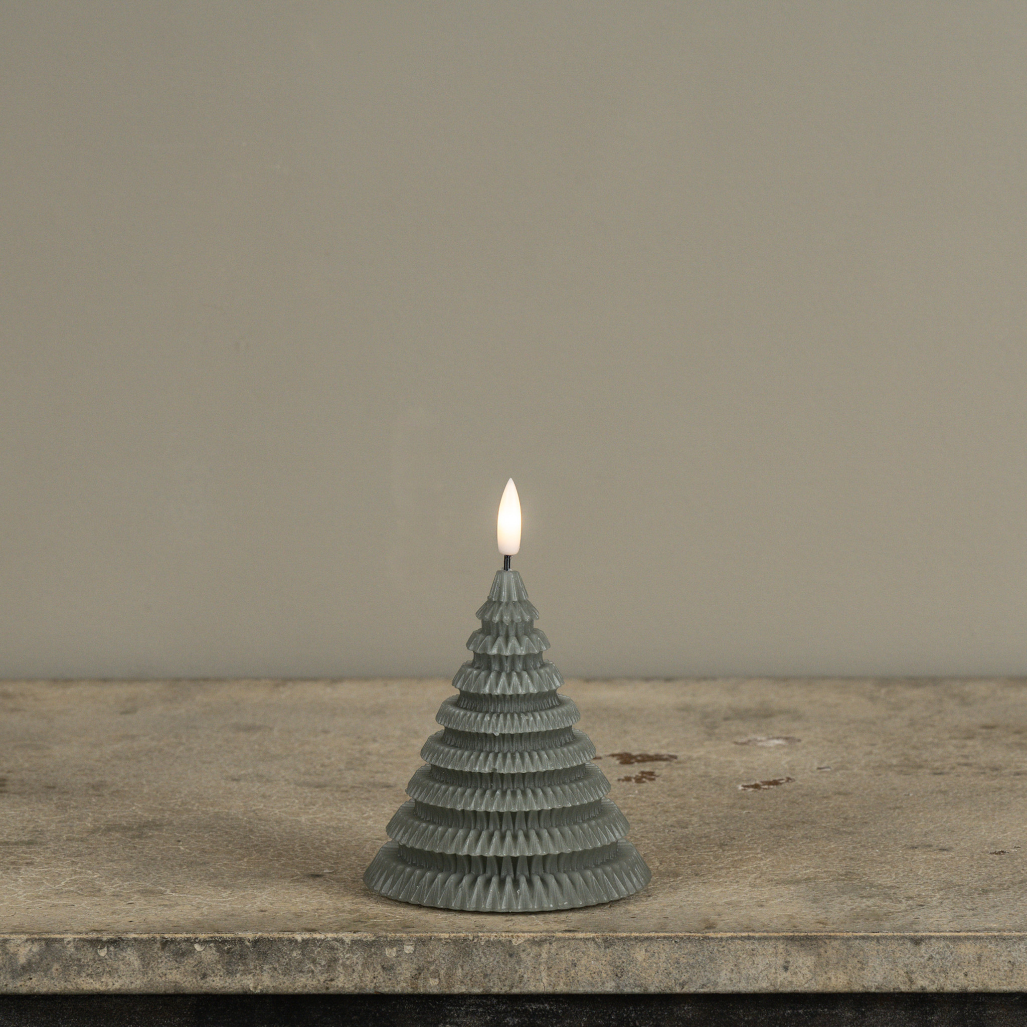 Flameless Green Layered Tree Candle, 4.75"
