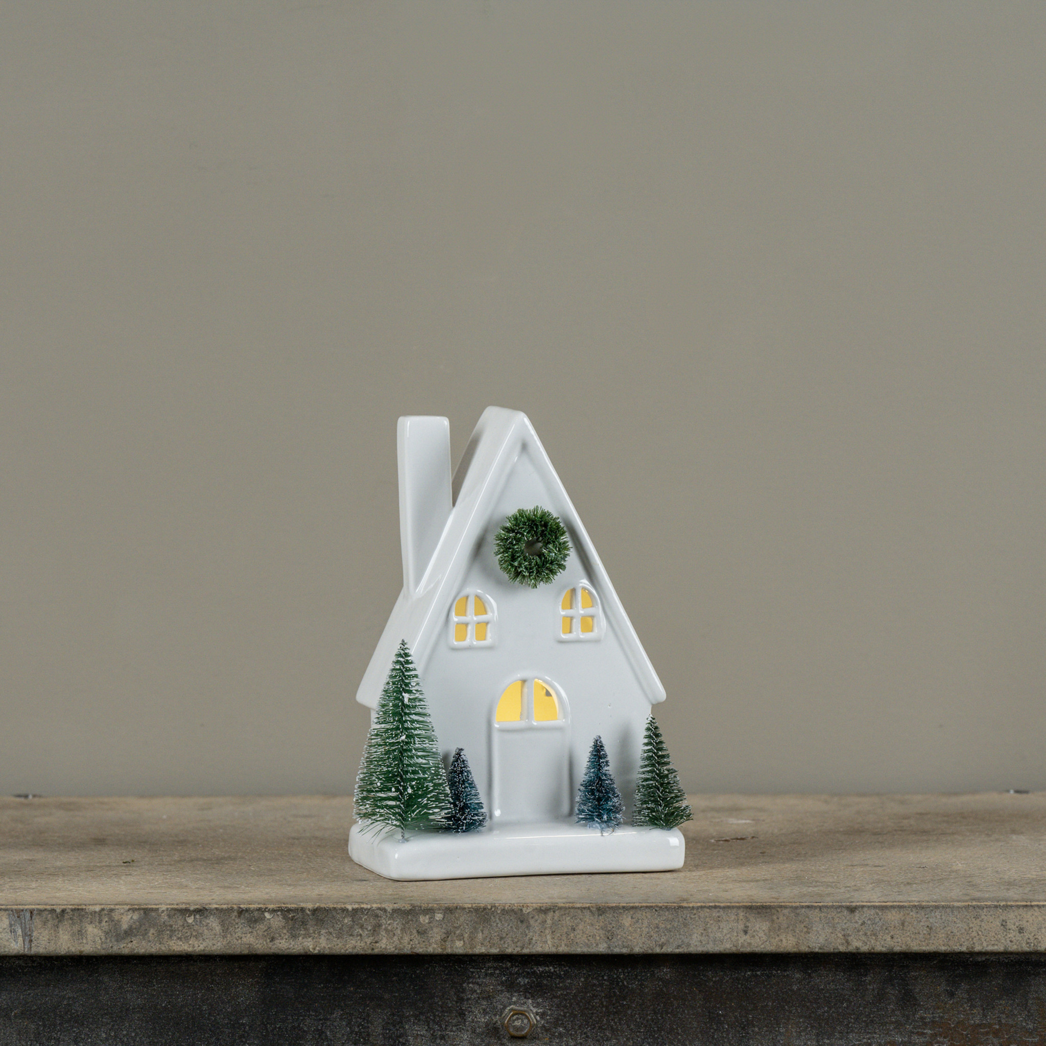Lighted Ceramic Holiday House, 7.75", photo 2 of 3
