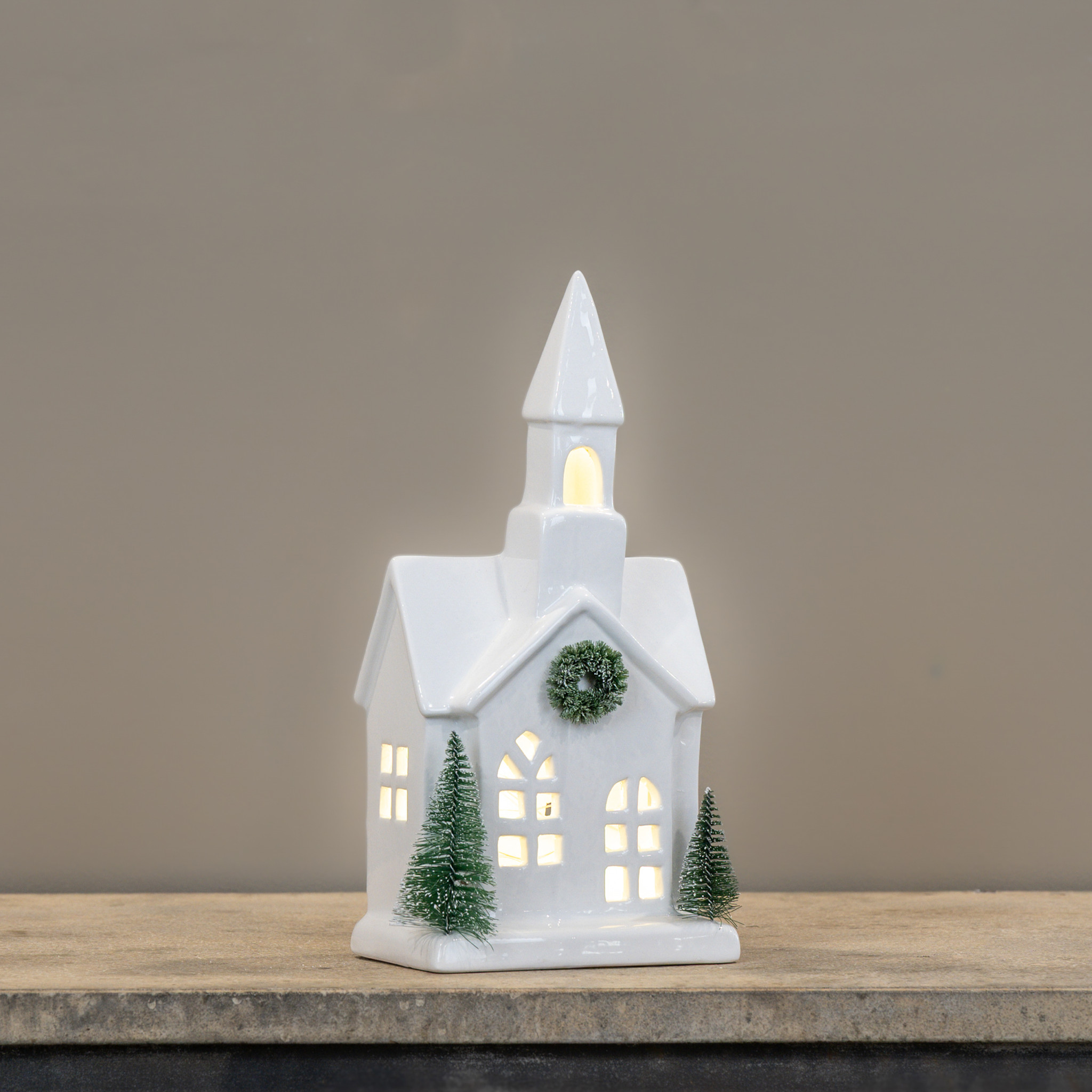 Lighted Ceramic Holiday Church, 10.75", photo 2 of 4