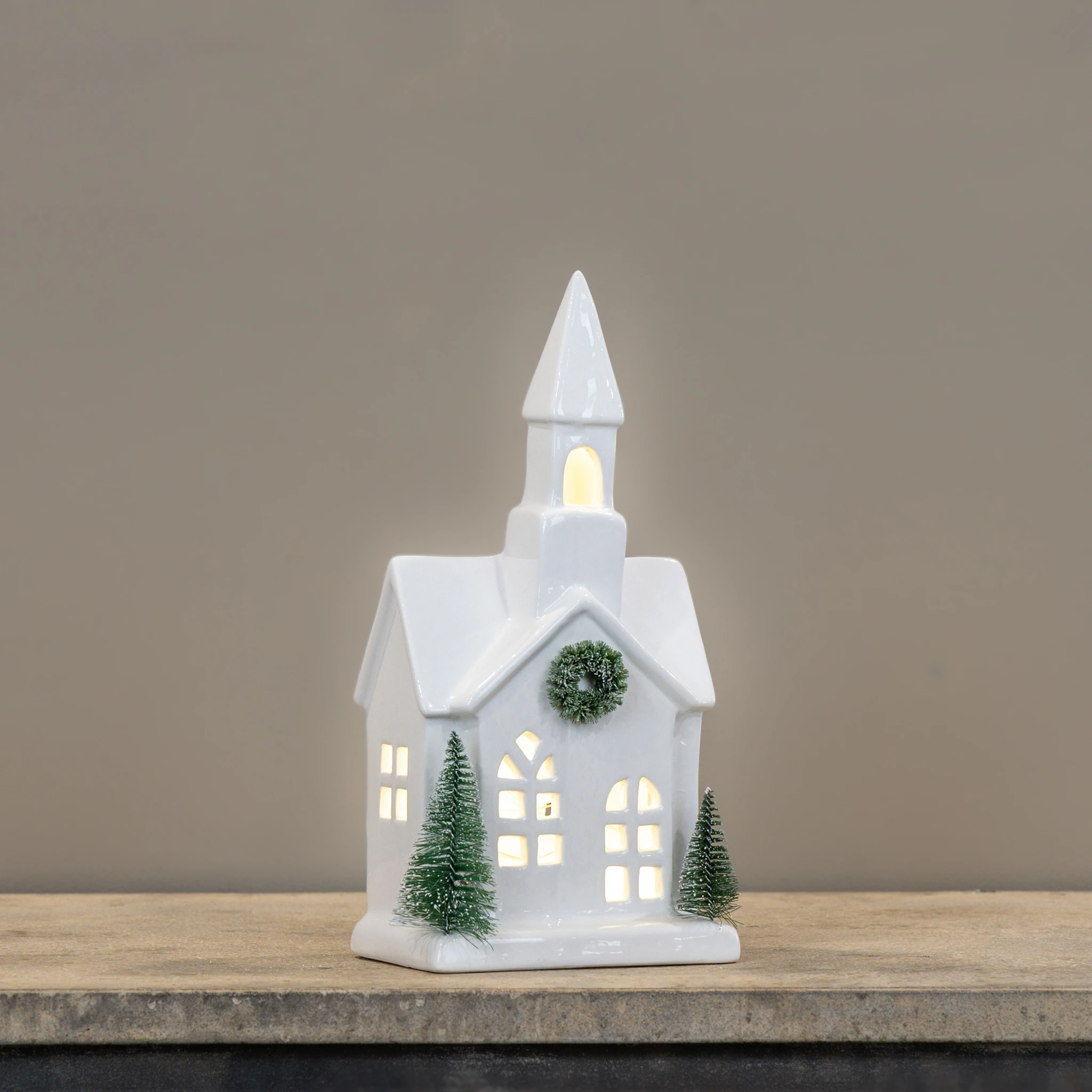 Lighted Ceramic Holiday Church, 10.75", photo 2 of 4