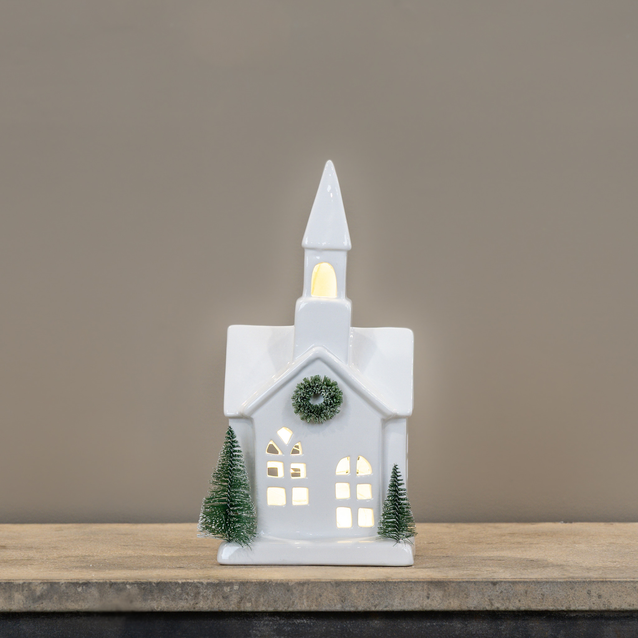 Lighted Ceramic Holiday Church, 10.75", photo 3 of 4