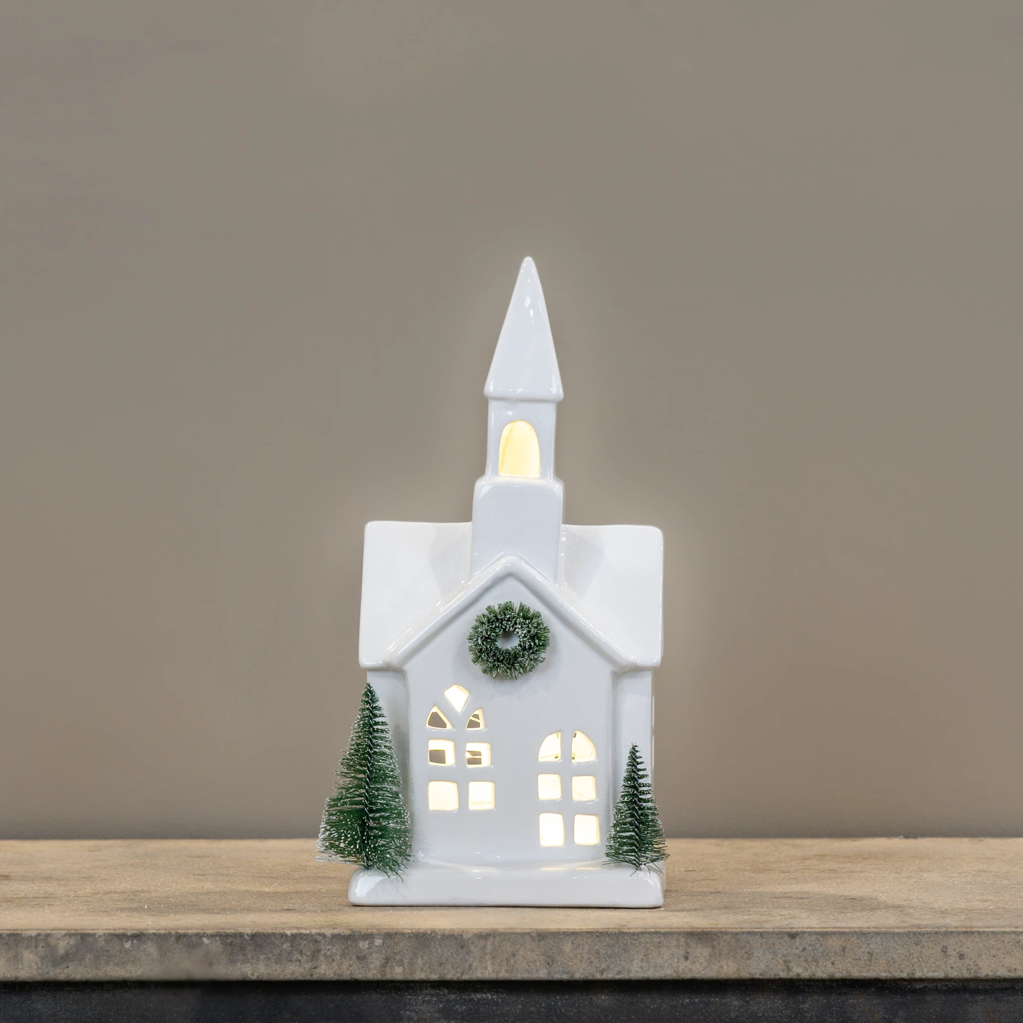 Lighted Ceramic Holiday Church, 10.75", photo 3 of 4