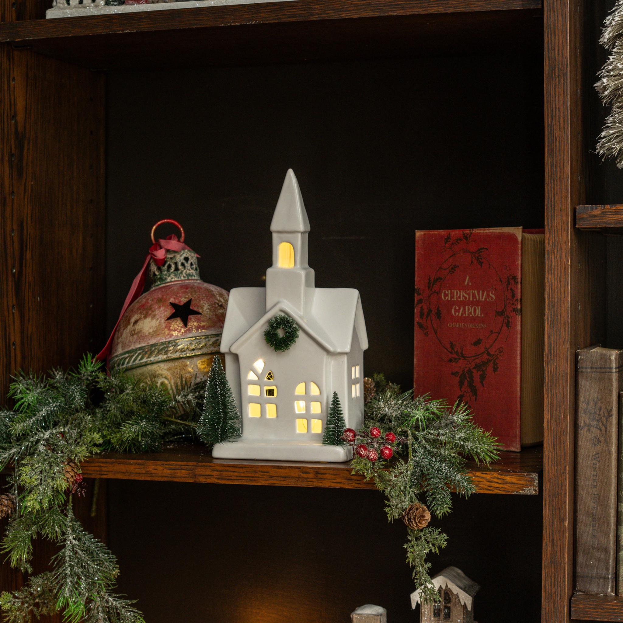 Lighted Ceramic Holiday Church, 10.75"