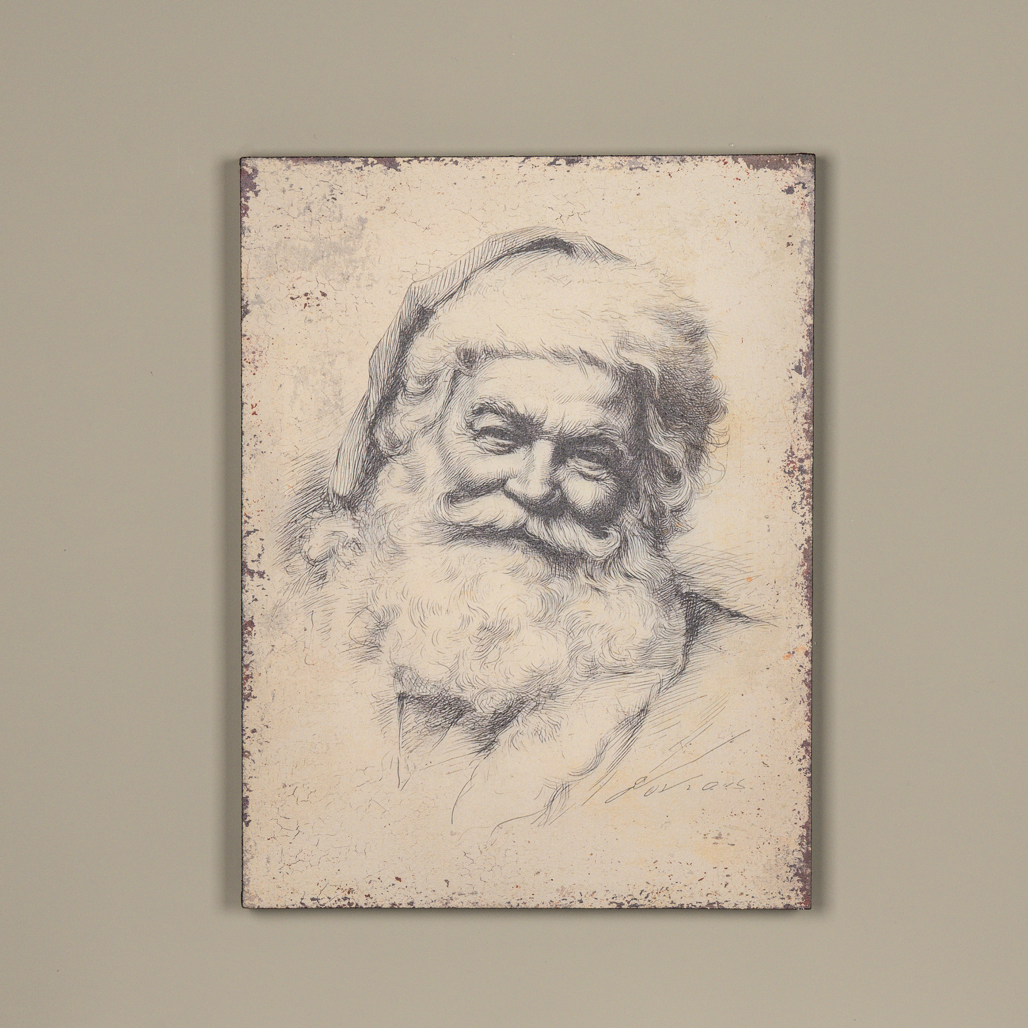 Vintage Santa Sketch Print, 24"