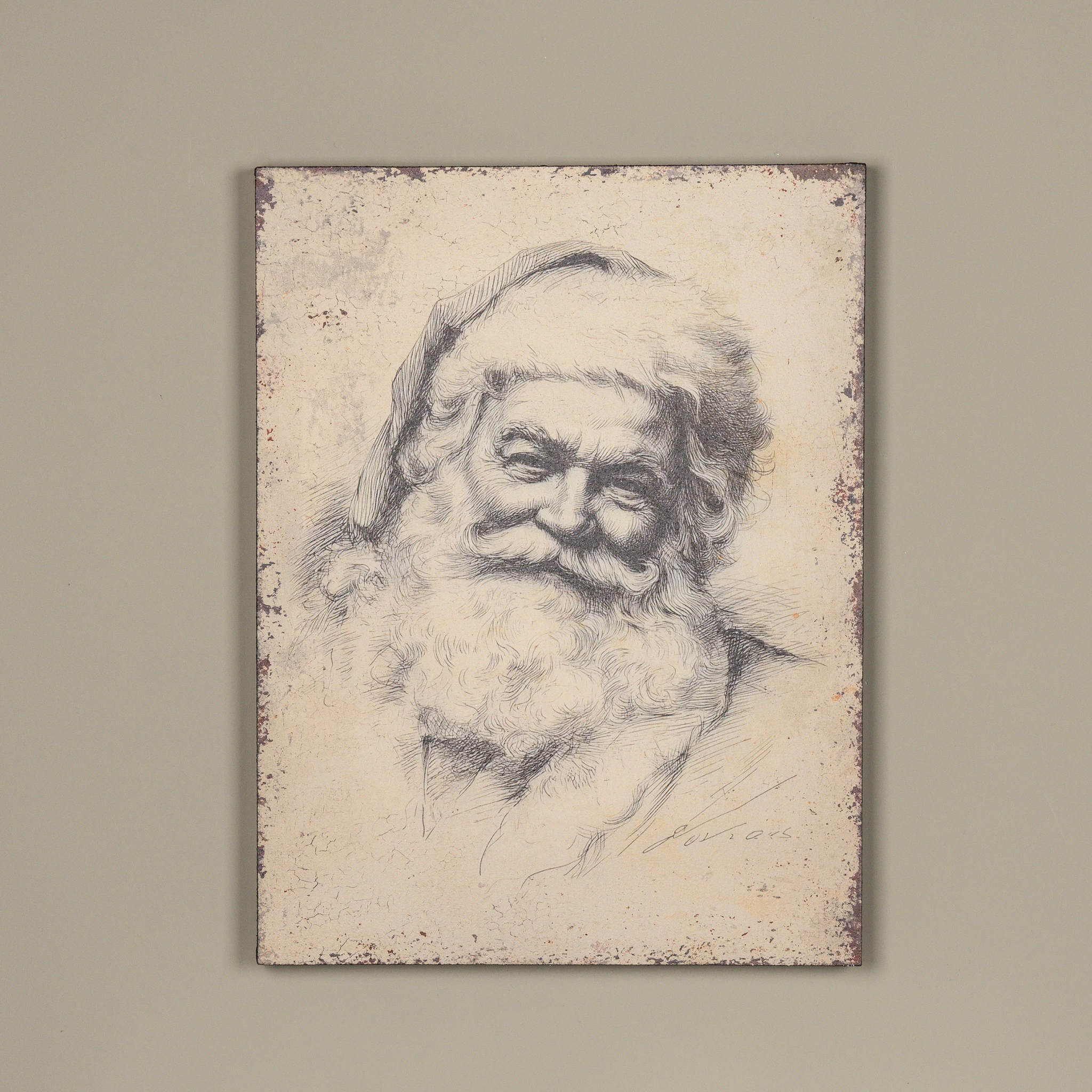 Vintage Santa Sketch Print, 24"