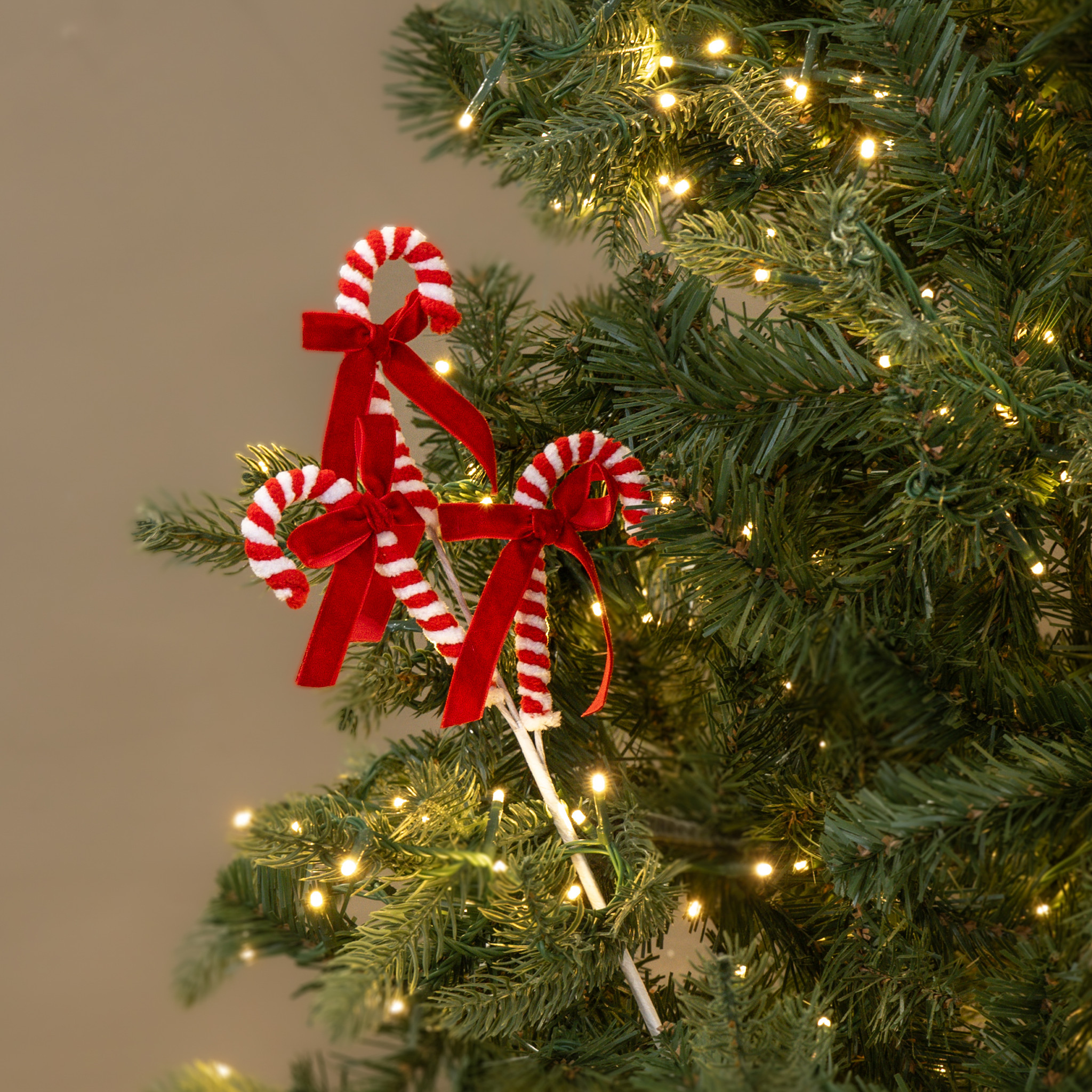 Candy Cane Pick with Bows