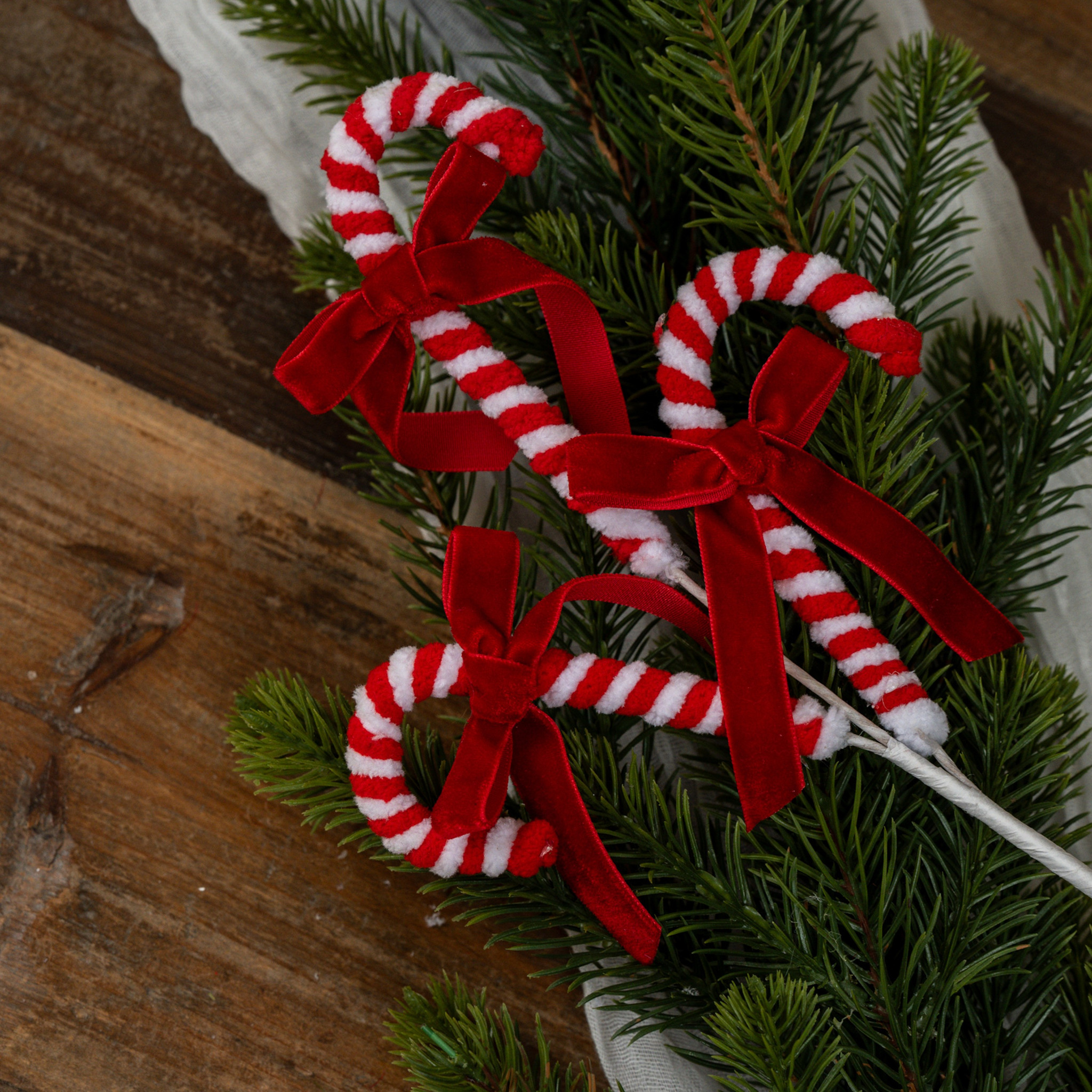 Candy Cane Pick with Bows