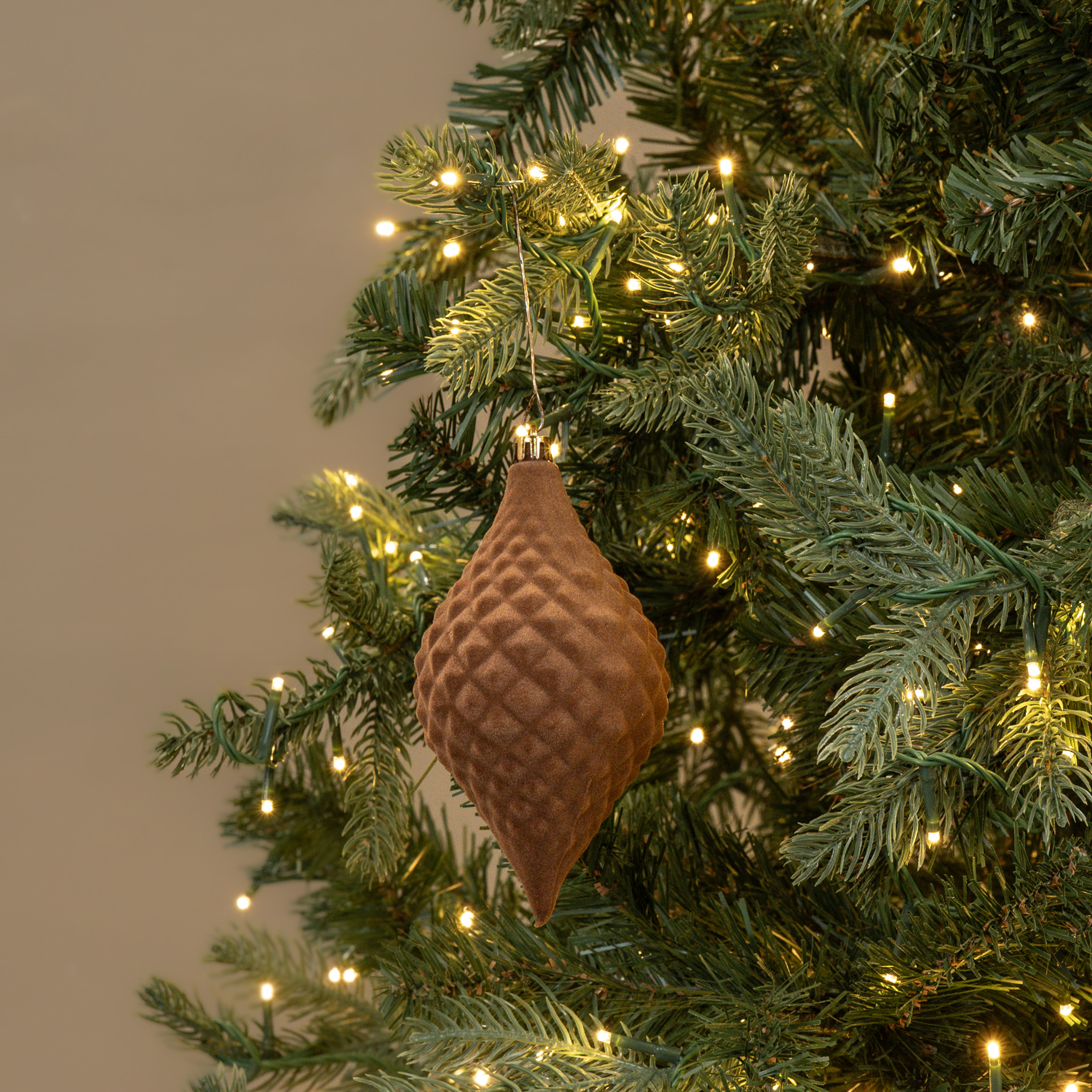 Brown Flocked Finial Ornament, 6"
