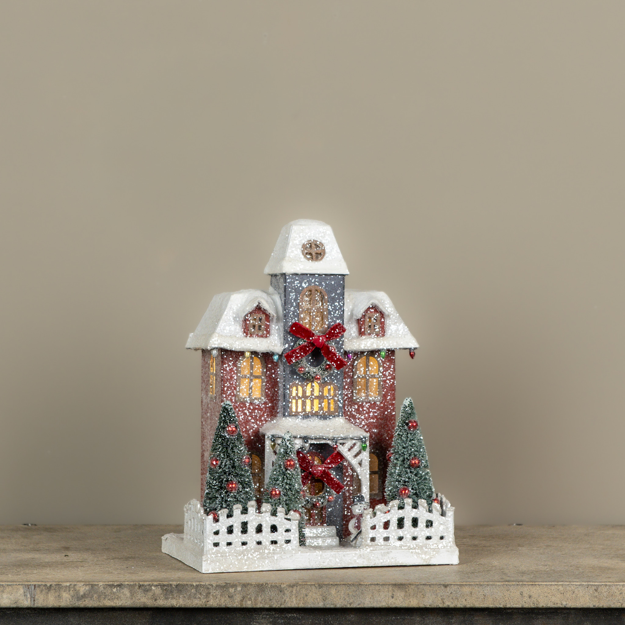Lighted Red Estate with Red Bows