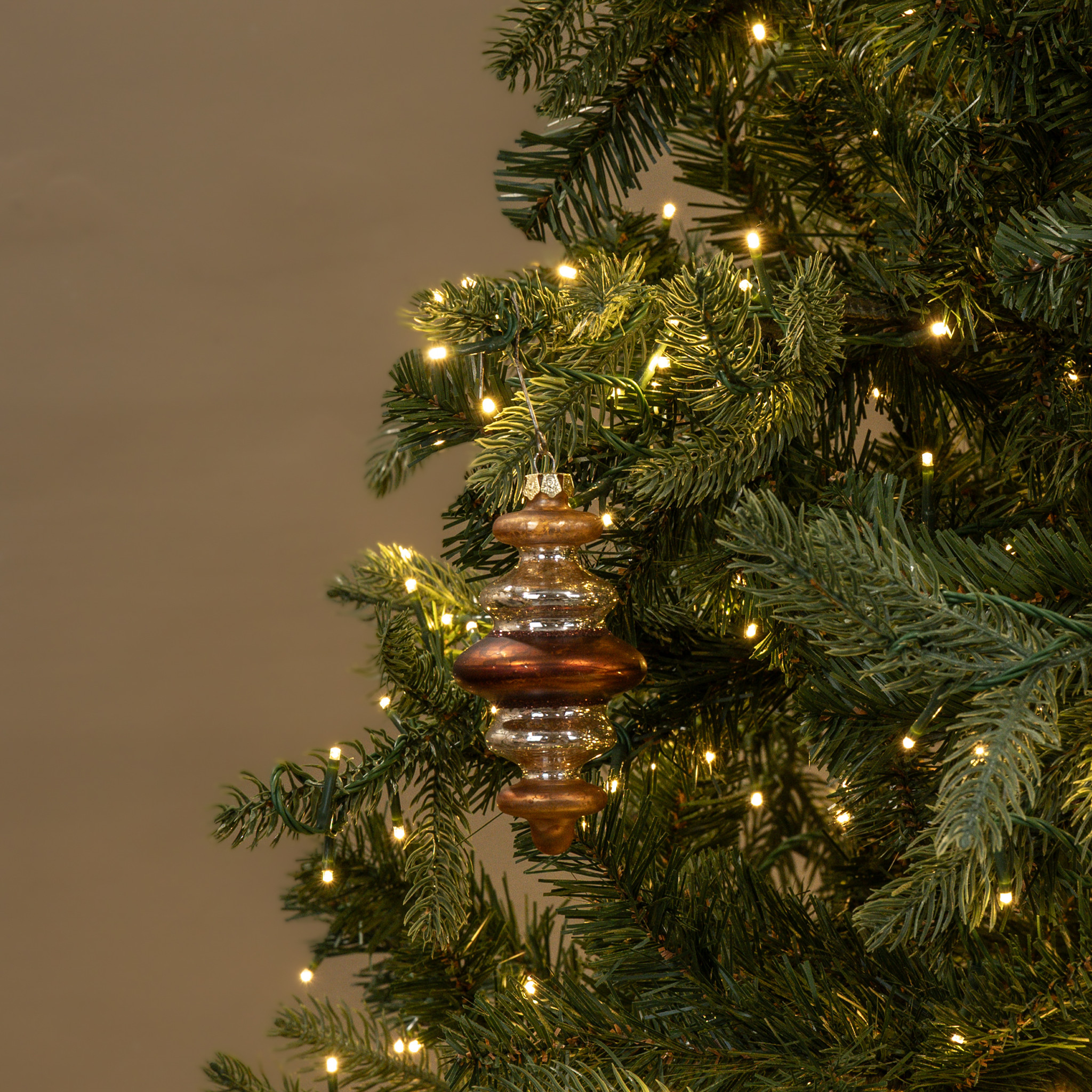 Brown & Silver Finial Ornament, 5"